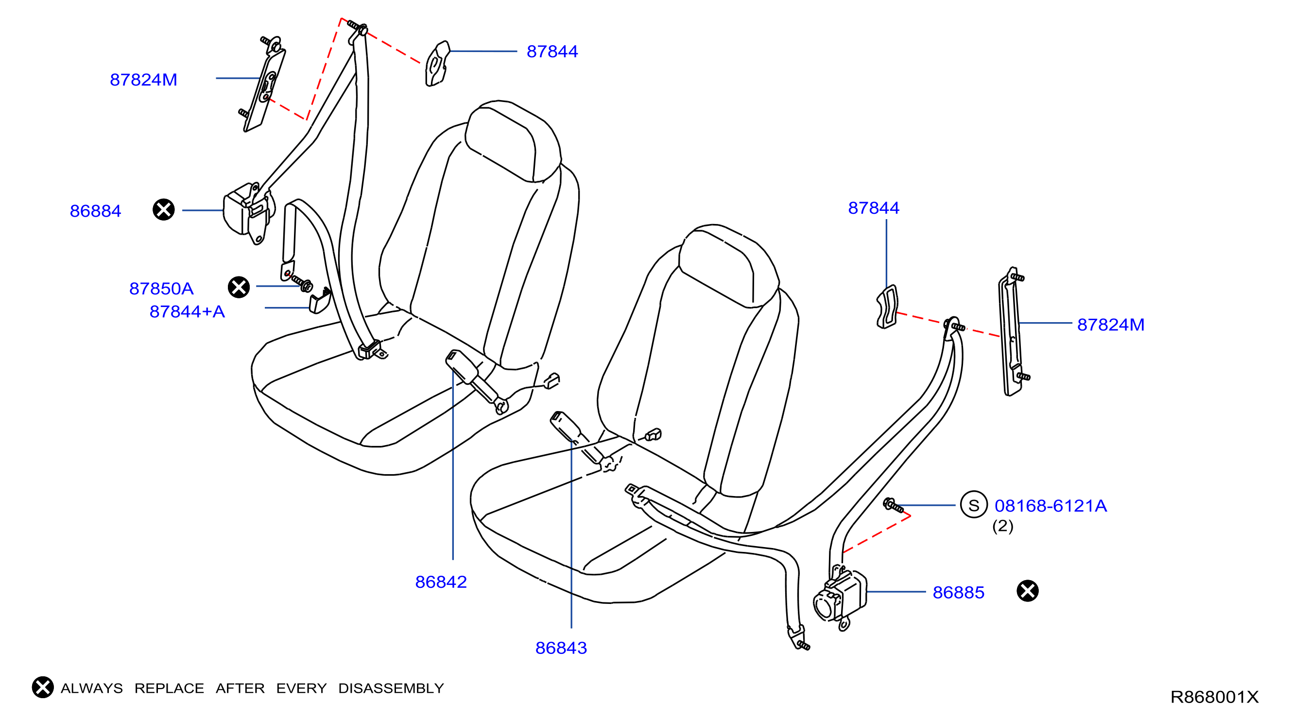 87844-ZX01A - Cover Belt Shoulder Anchor. Cover Seat Belt Adjuster 