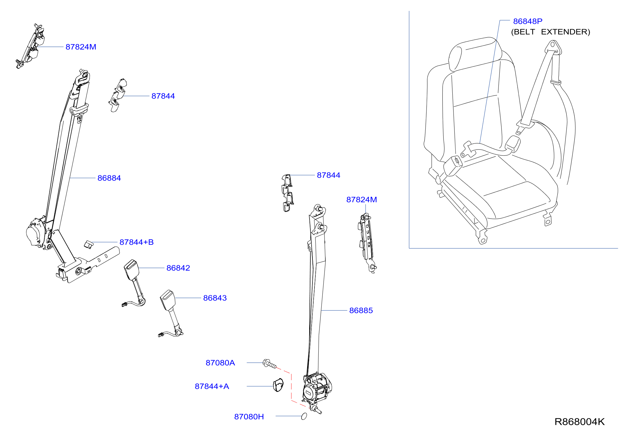 Diagram FRONT SEAT BELT for your 2016 Nissan NV3500   