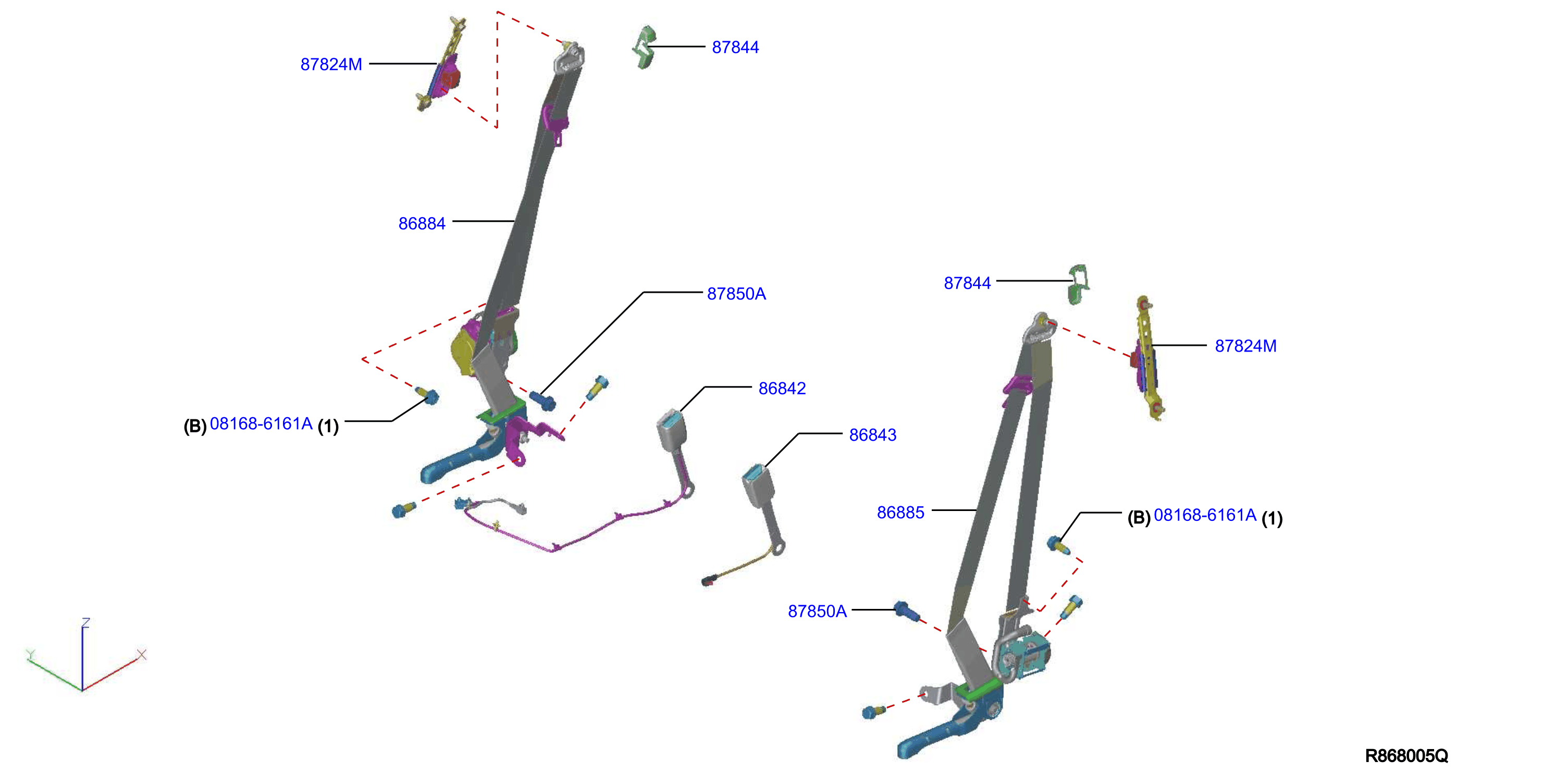 Diagram FRONT SEAT BELT for your 2021 Nissan Sentra   