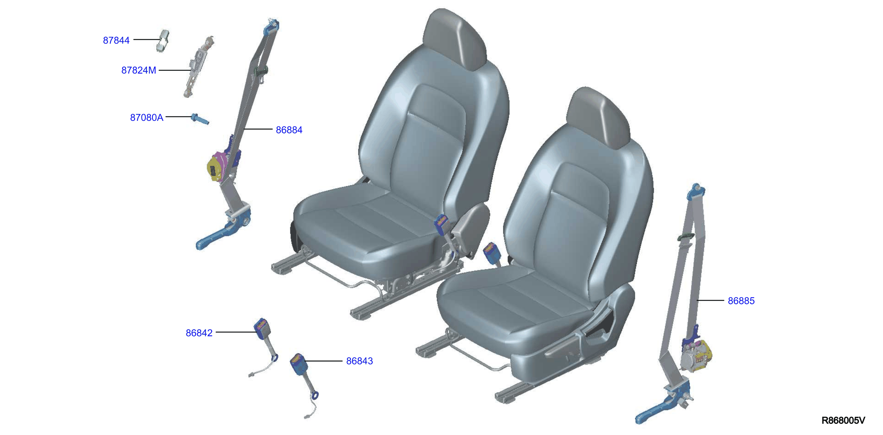 Diagram FRONT SEAT BELT for your 2021 Nissan Sentra   