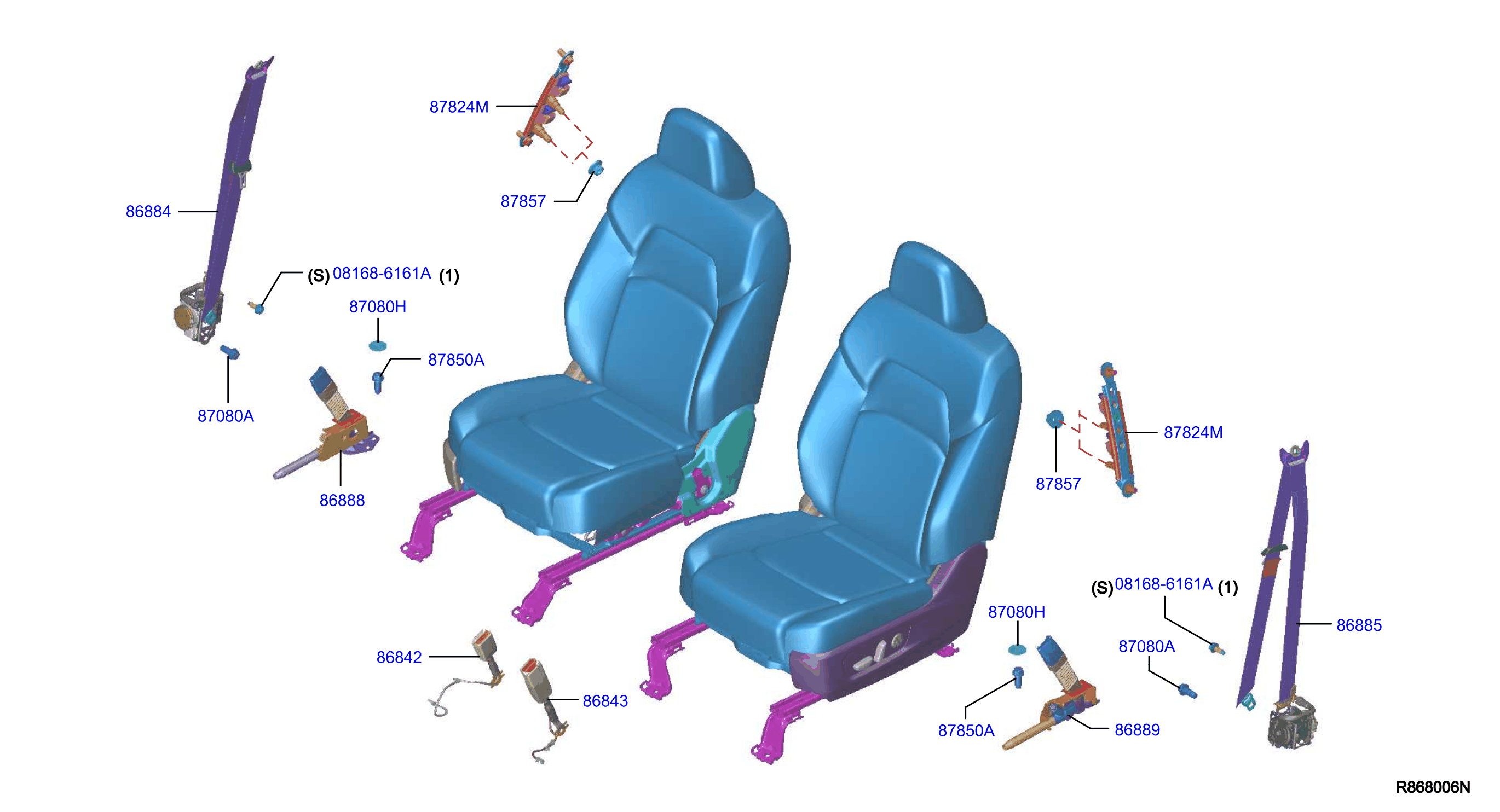 Diagram FRONT SEAT BELT for your 2008 INFINITI QX56   