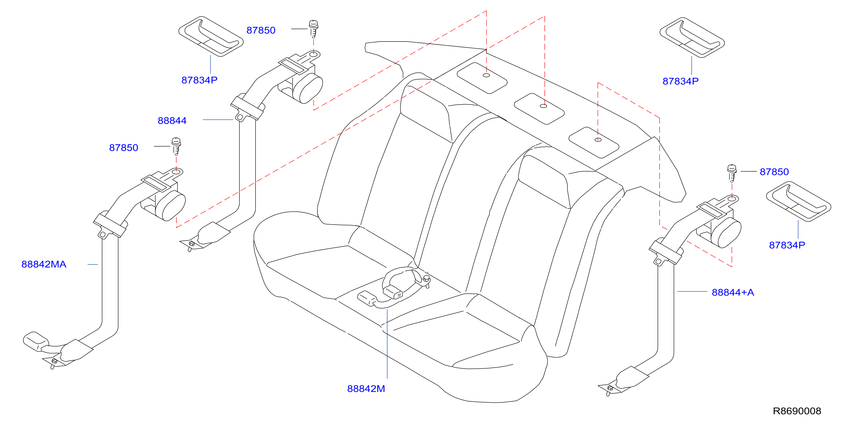 Diagram REAR SEAT BELT for your Nissan Altima  