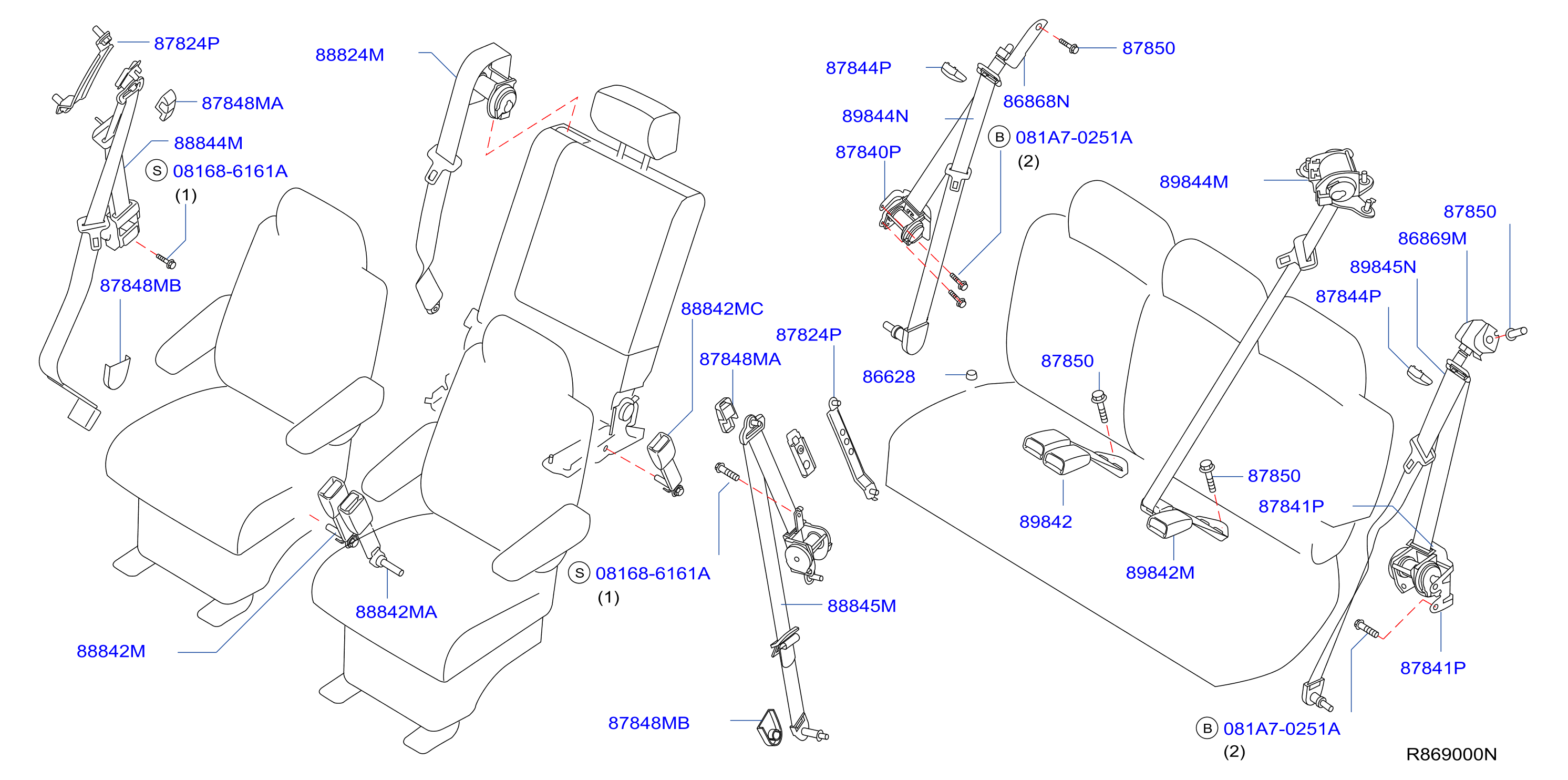 Diagram REAR SEAT BELT for your 2008 INFINITI EX35   