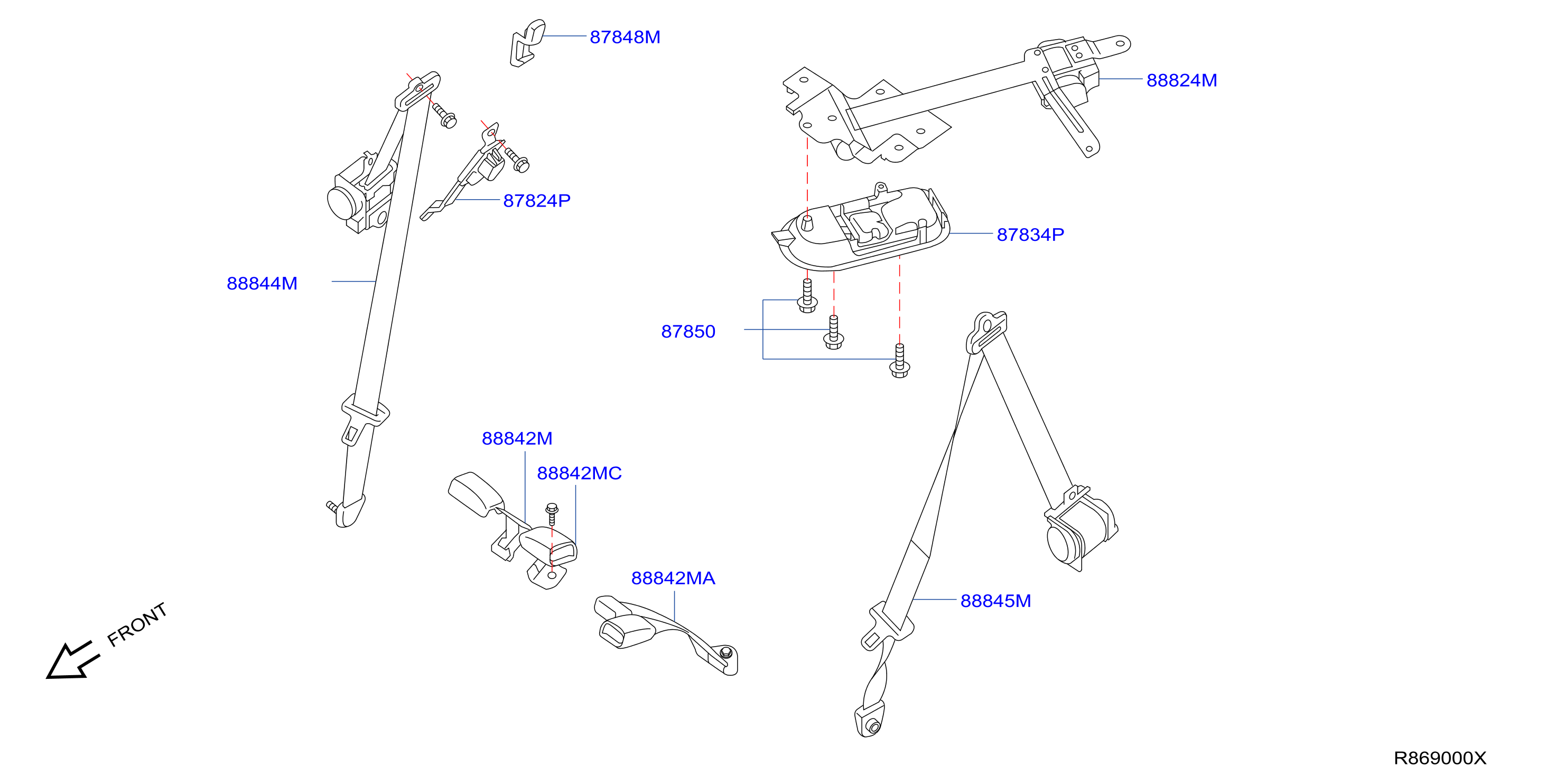 Diagram REAR SEAT BELT for your Nissan Xterra  