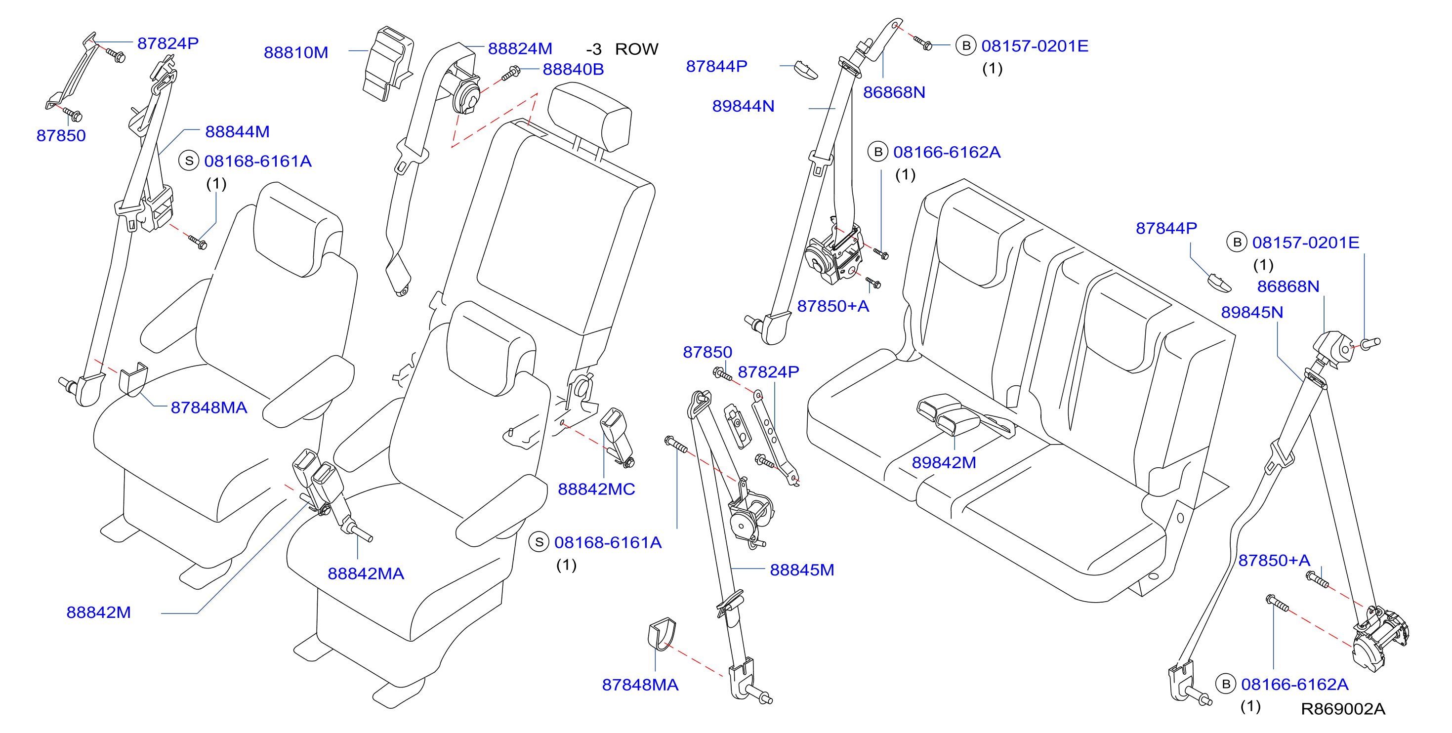 Diagram REAR SEAT BELT for your Nissan Altima  