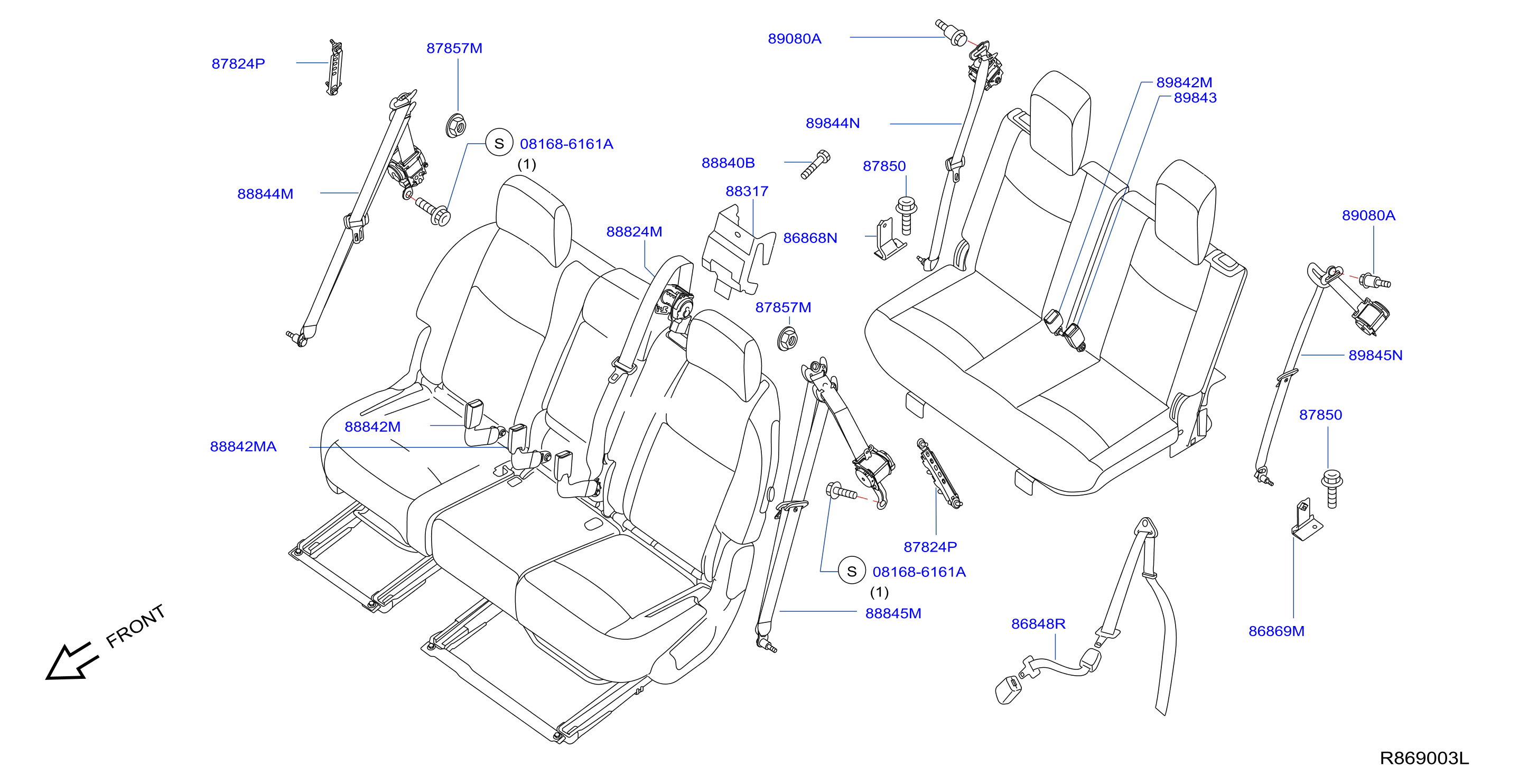 Diagram REAR SEAT BELT for your 2008 INFINITI QX56   