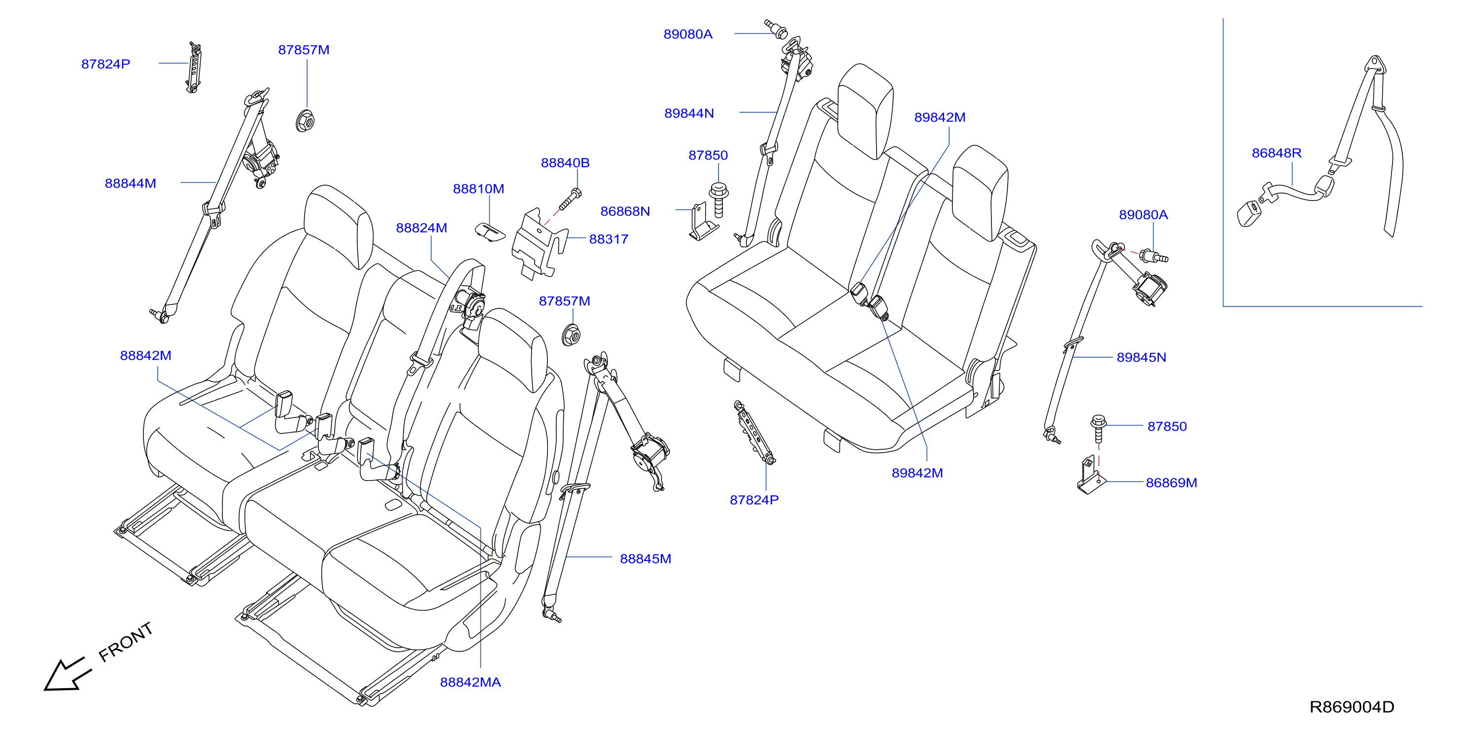 Diagram CINTURÓN DE SEGURIDAD TRASERO for your 2016 Nissan NVT (Taxi)   