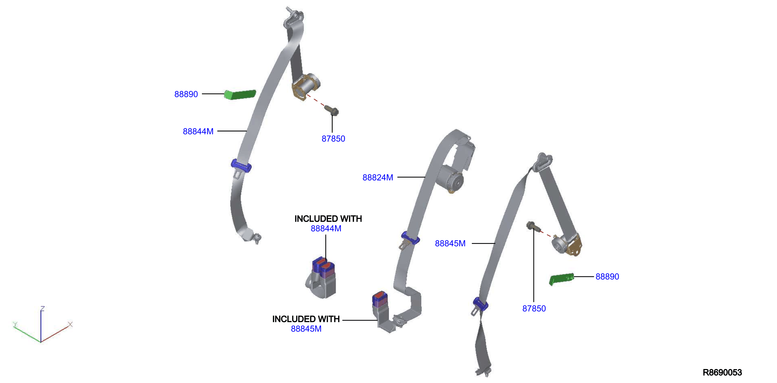 Diagram REAR SEAT BELT for your 2021 Nissan Sentra   