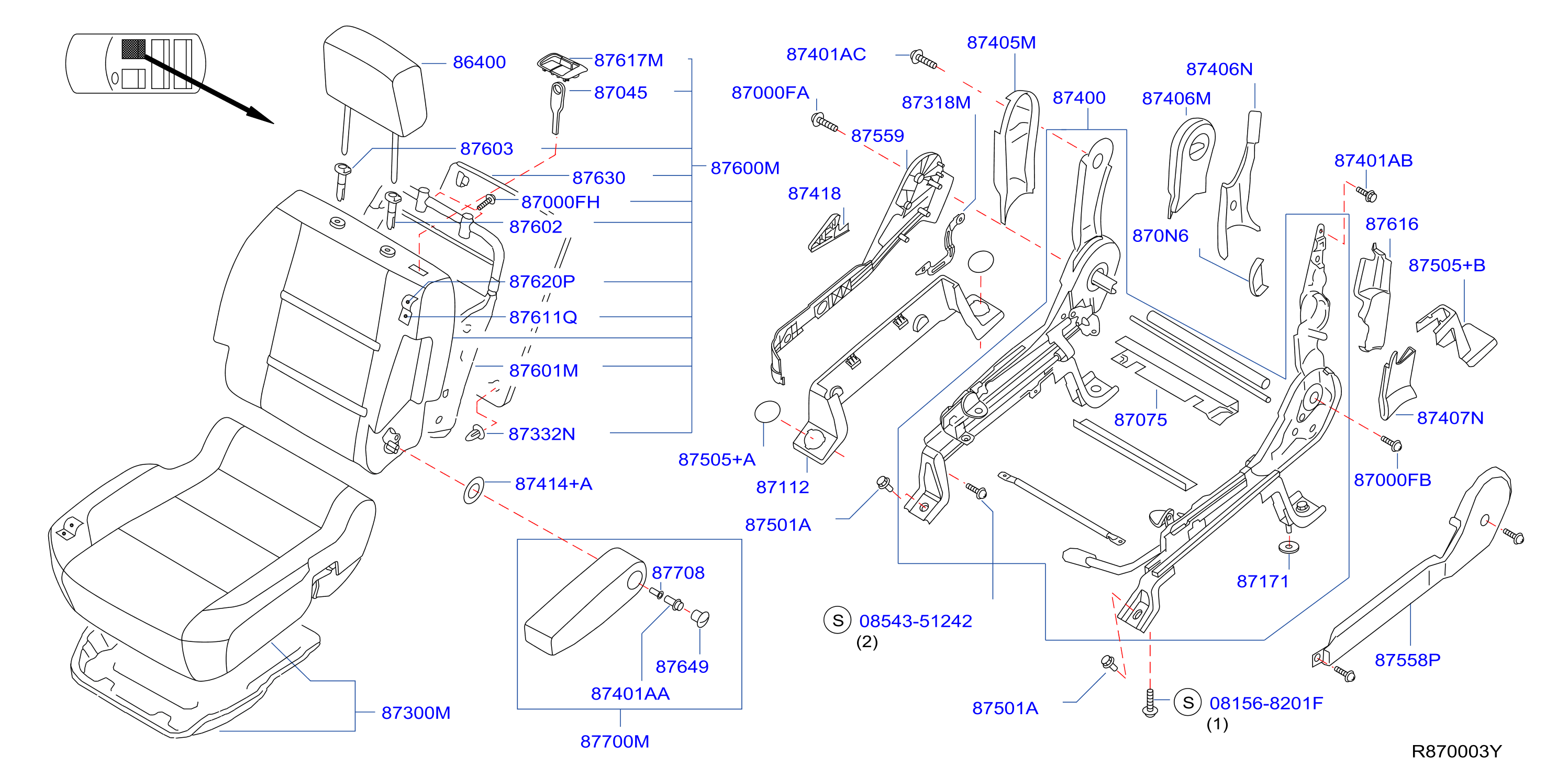 Diagram FRONT SEAT for your Nissan