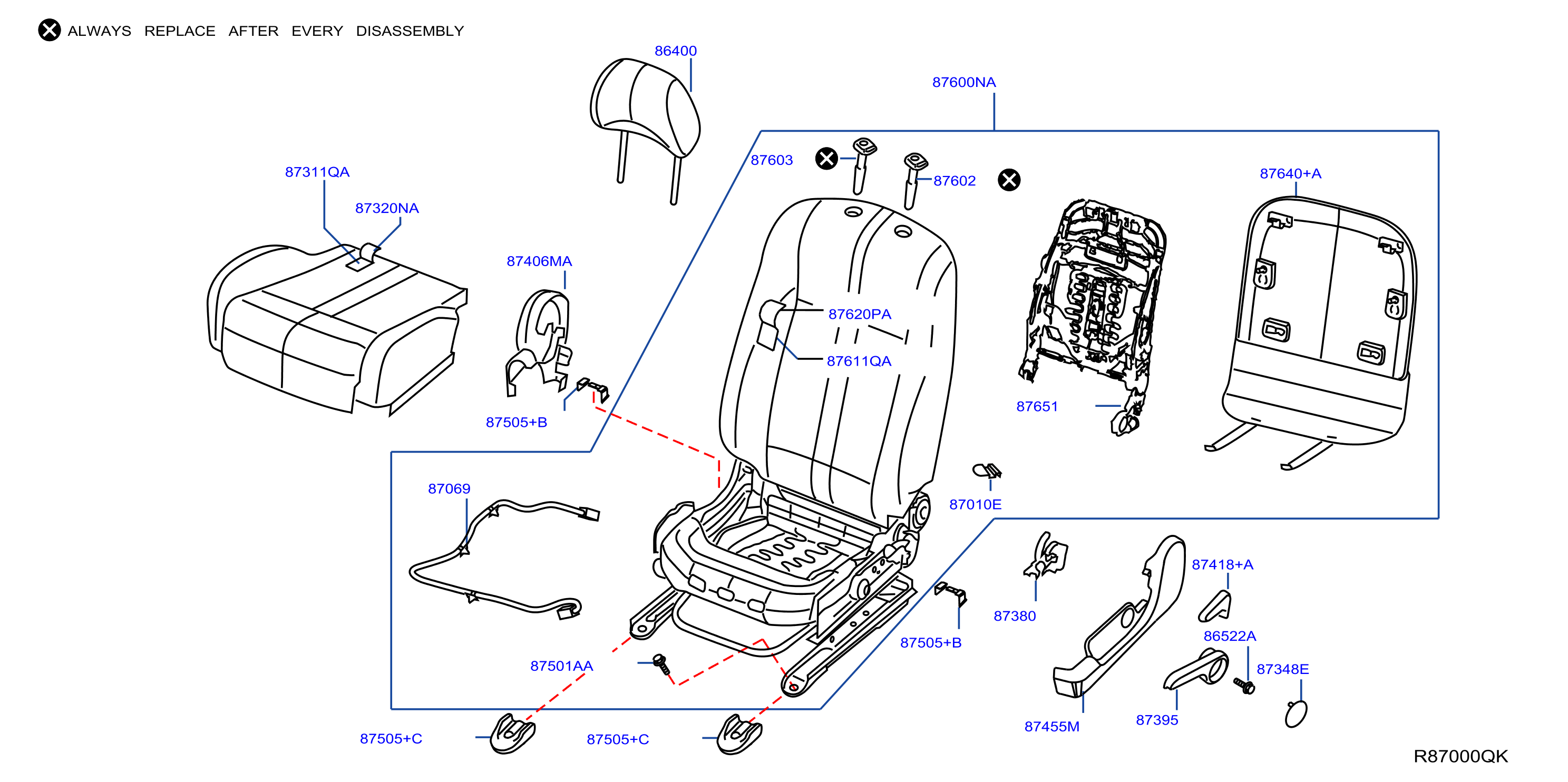 Diagram ASIENTO DELANTERO for your 2017 Nissan NVT (Taxi)   