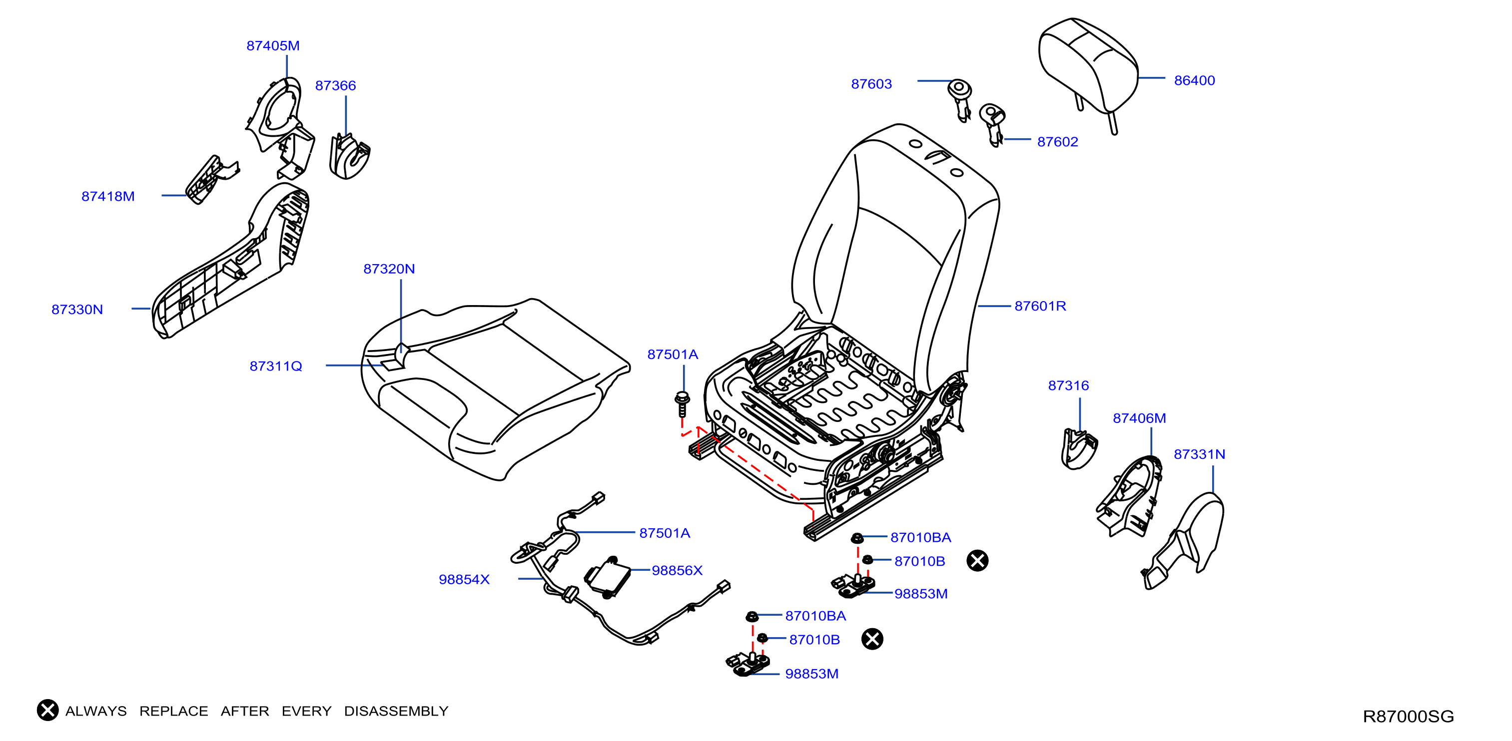 Diagram ASIENTO DELANTERO for your 2016 Nissan 240SX   