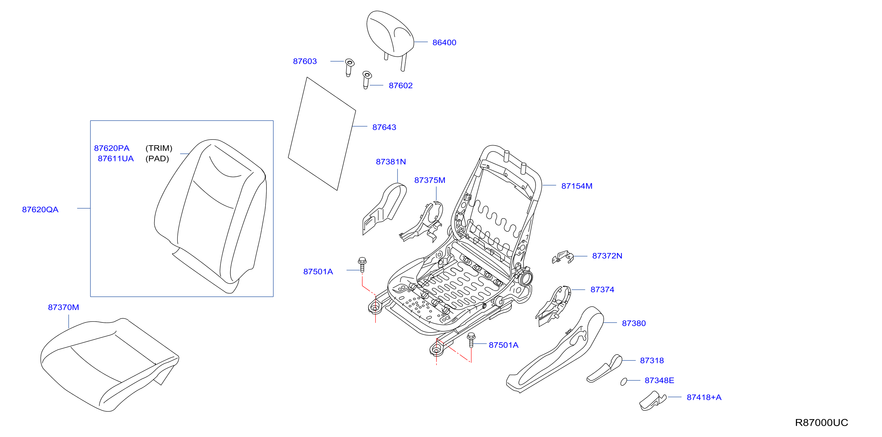 Diagram FRONT SEAT for your 2010 Nissan Altima SEDAN SL  