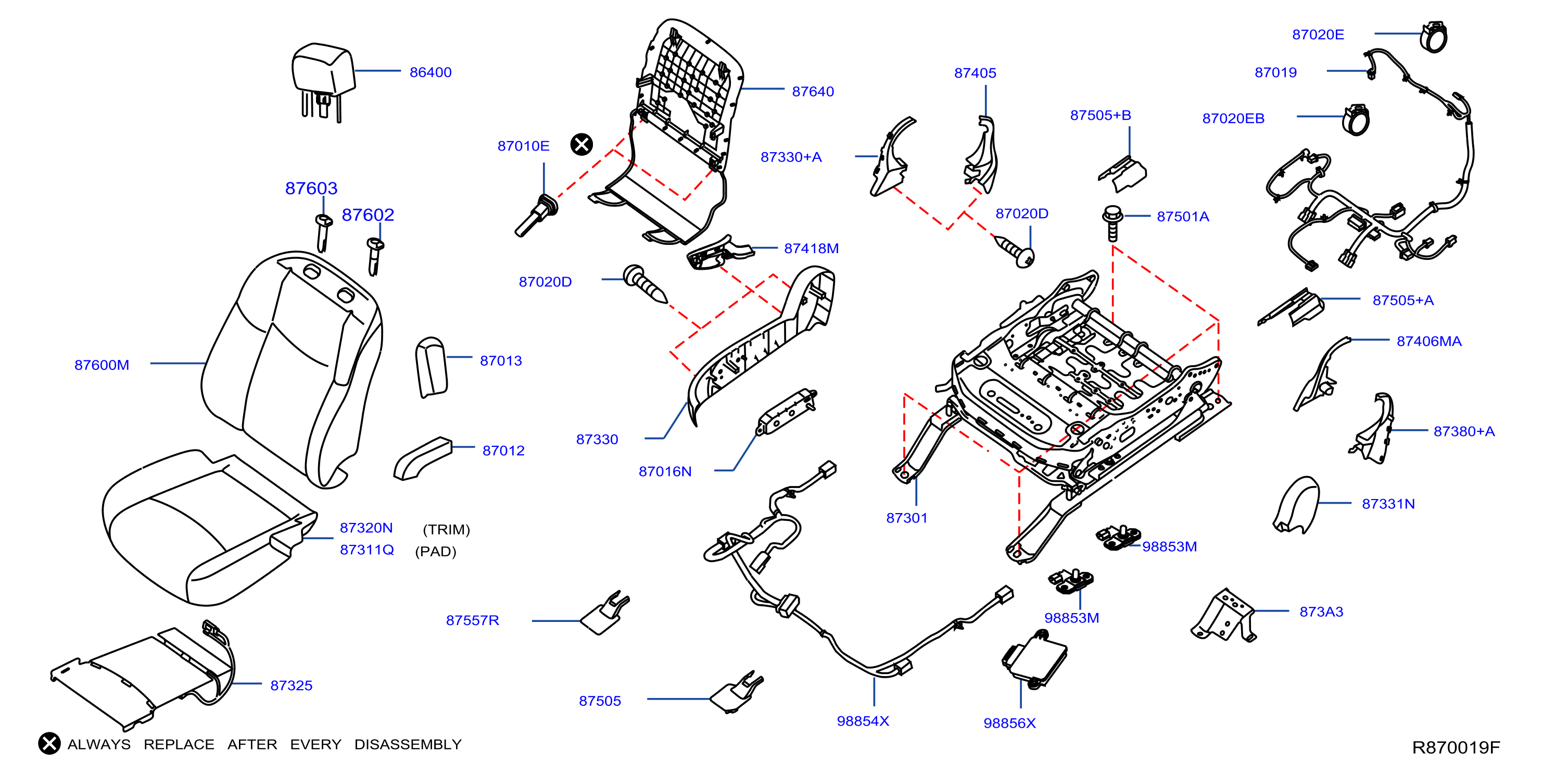 Diagram ASIENTO DELANTERO for your Nissan