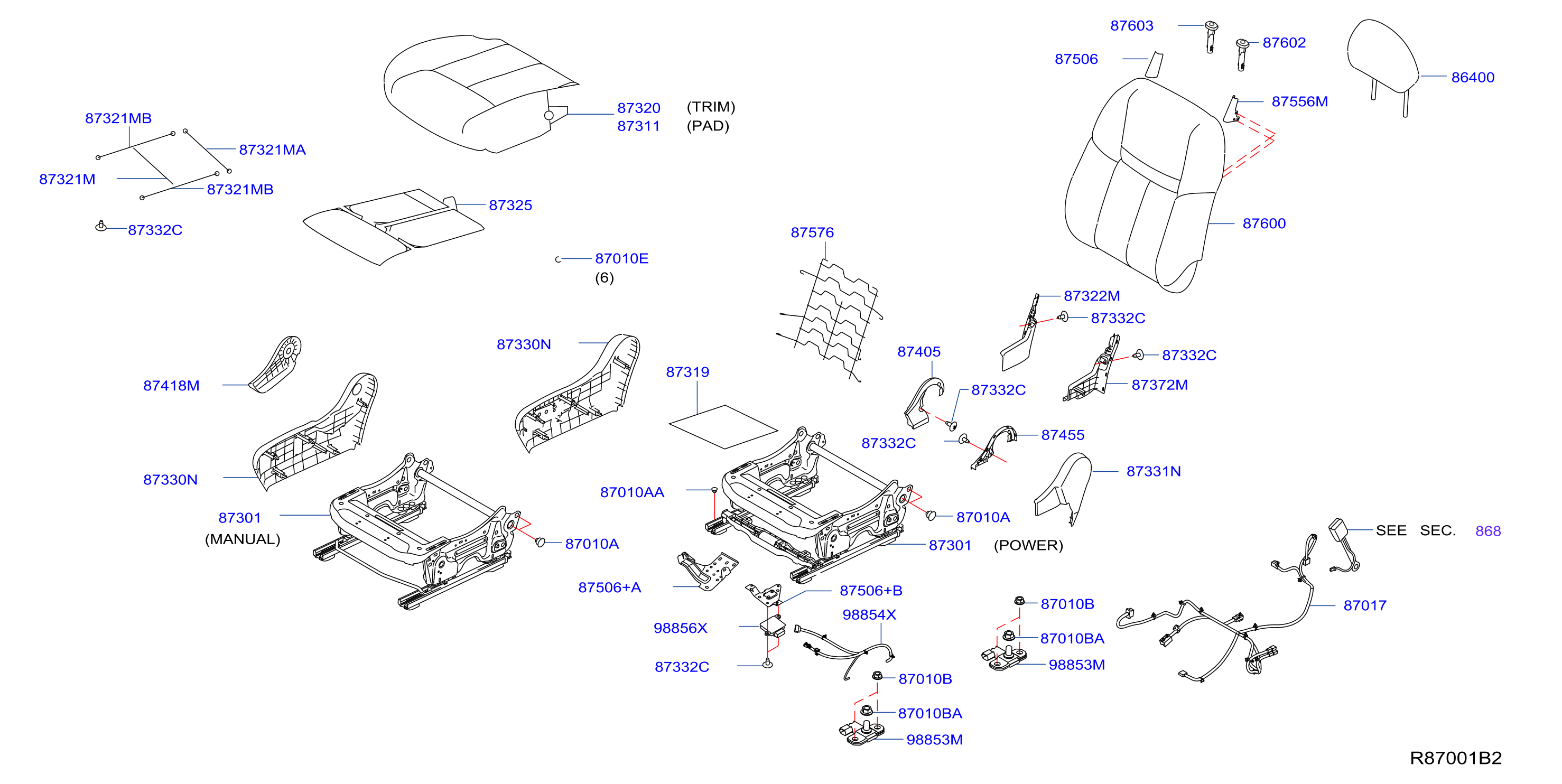 Diagram ASIENTO DELANTERO for your 2017 Nissan NVT (Taxi)   