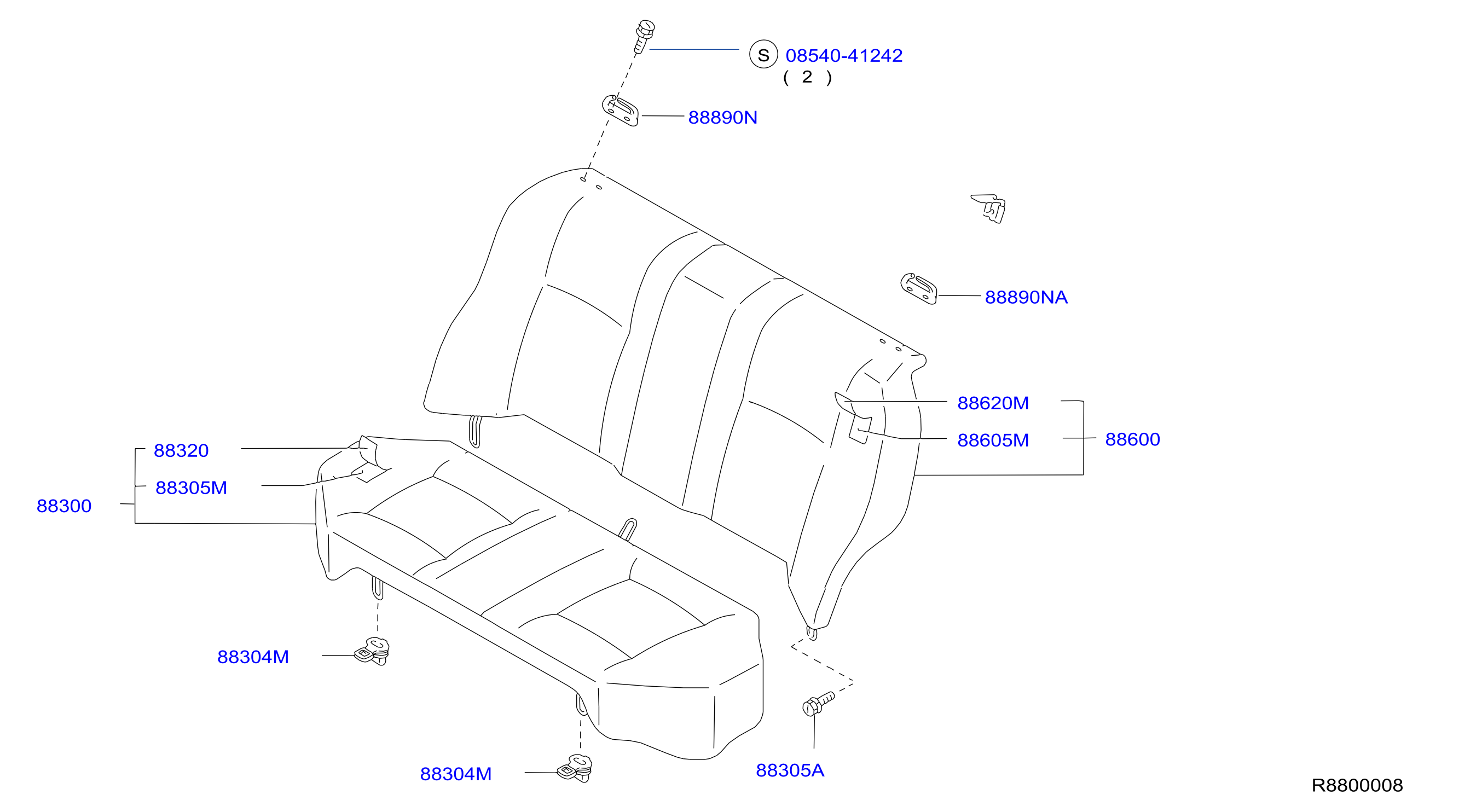 Diagram REAR SEAT for your 1997 Nissan Pathfinder LE 3.3L V6 AT P/4WD 