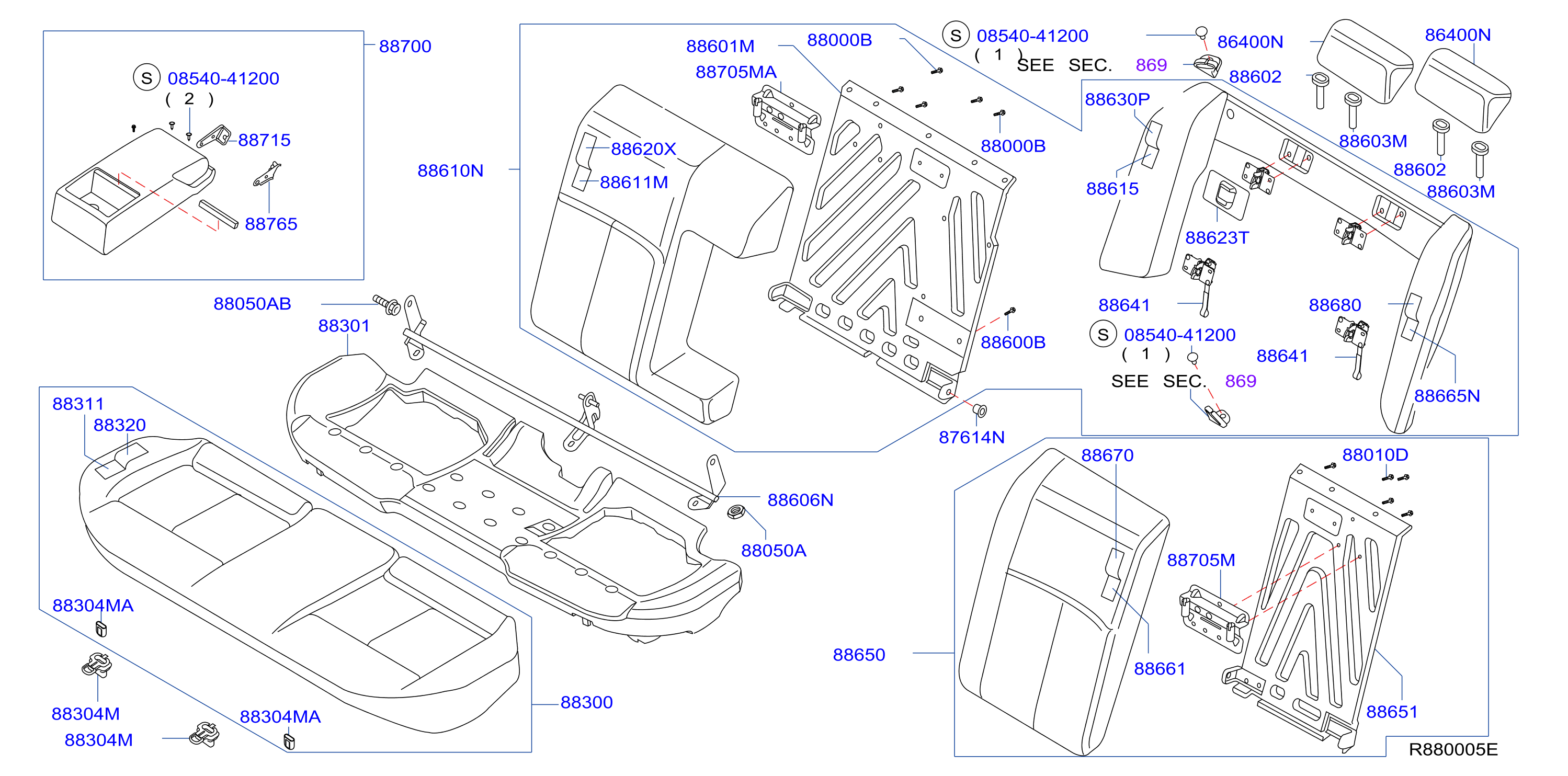 Diagram REAR SEAT for your 2012 Nissan MURANO CROSSCABRIOLET   