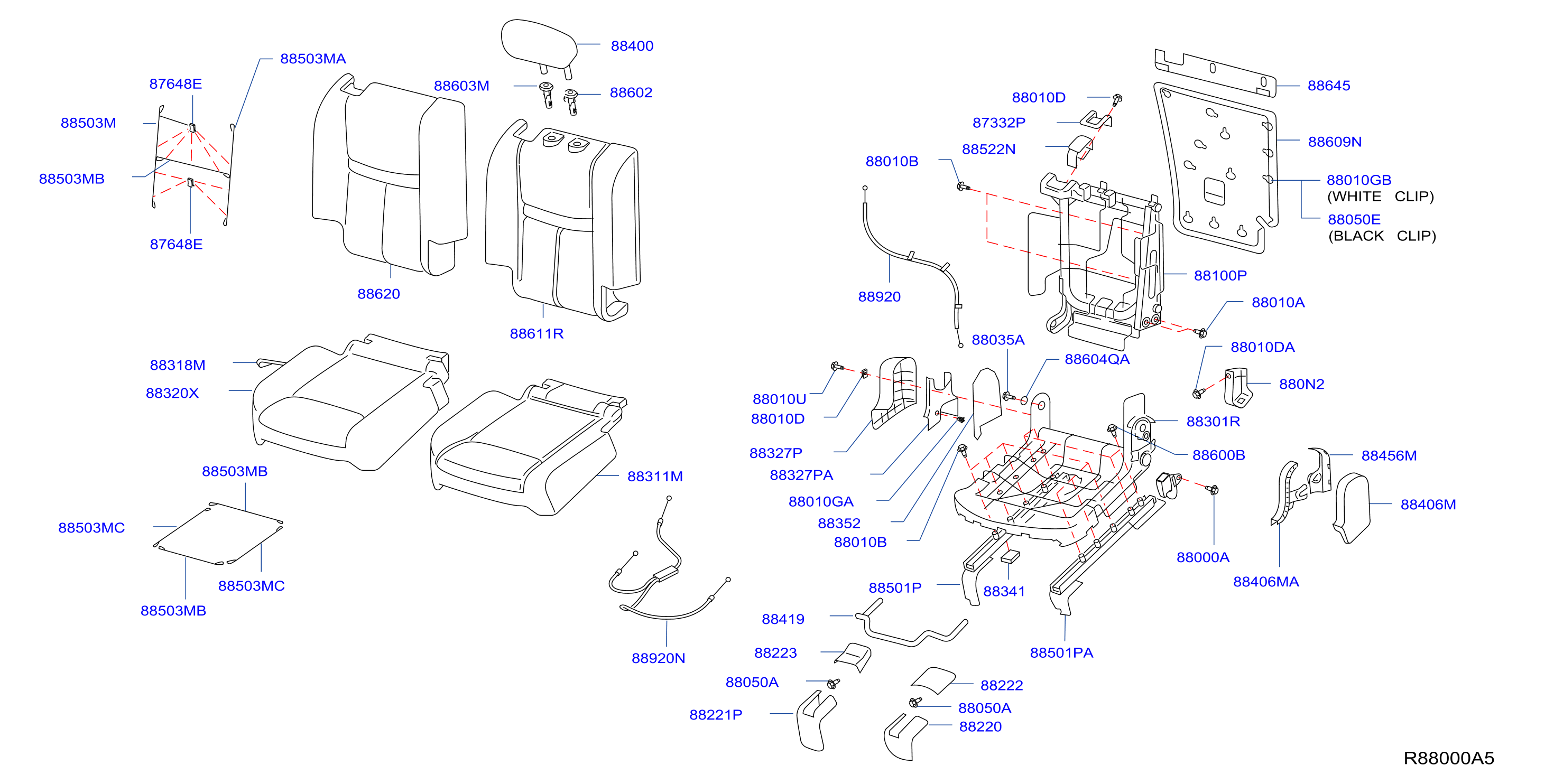 Diagram REAR SEAT for your Nissan Rogue  