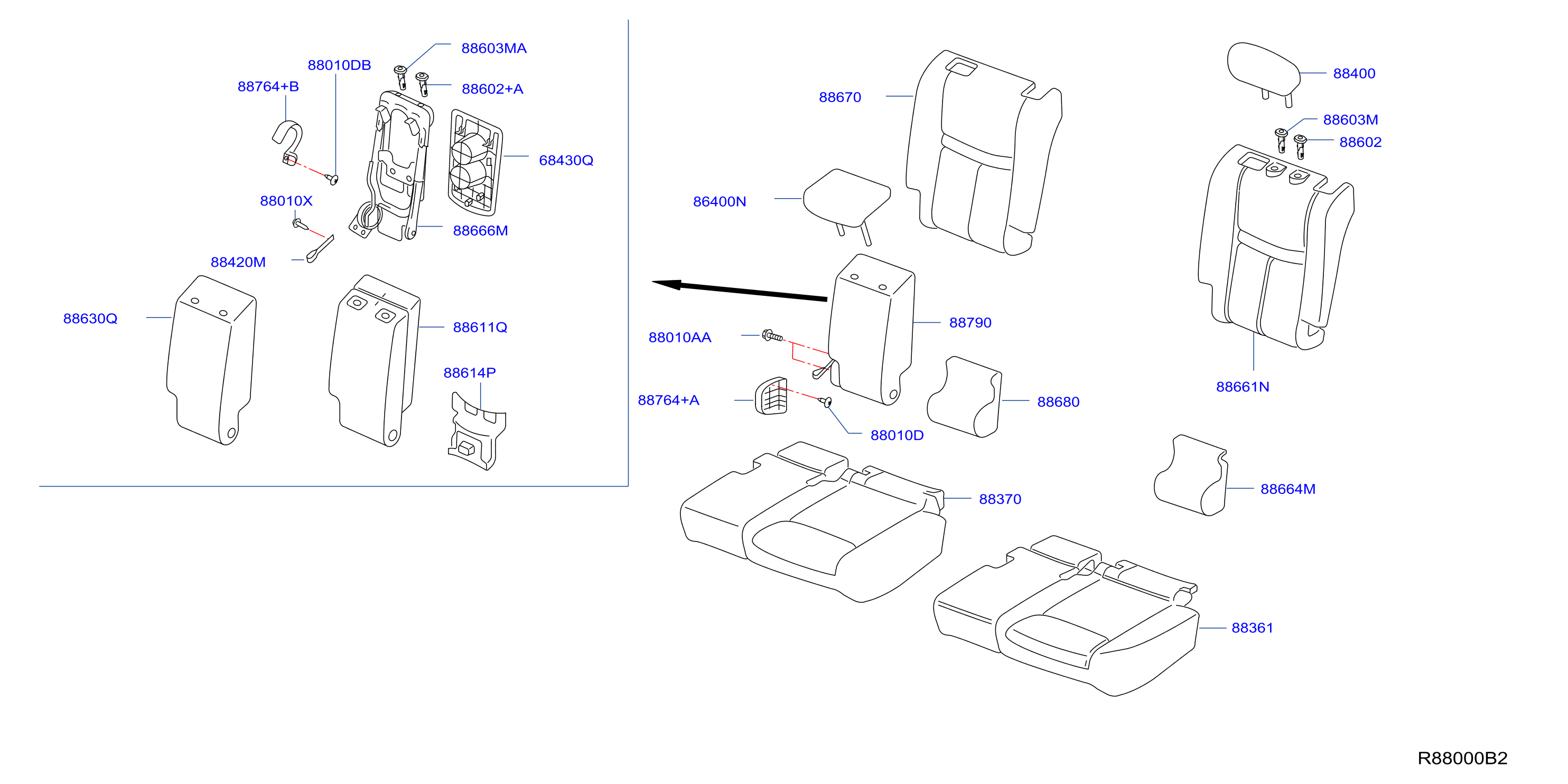 Diagram REAR SEAT for your Nissan Rogue  