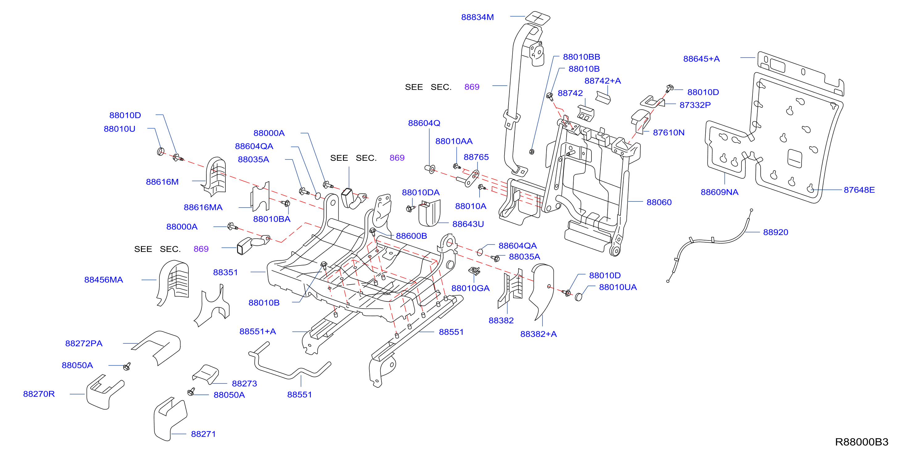 Diagram ASIENTO TRASERO for your 2019 Nissan NV (High Roof / Standard Roof)   