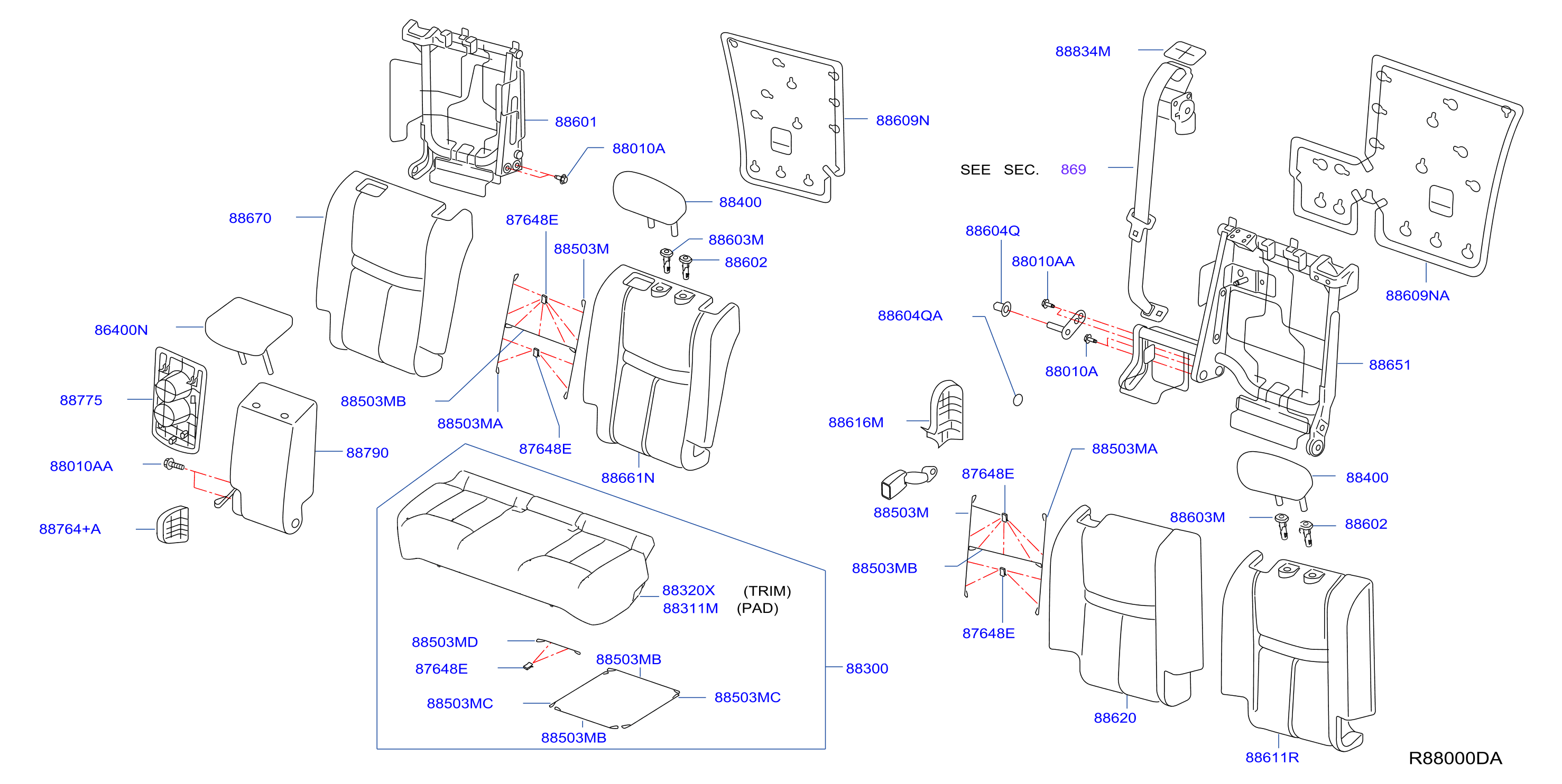 Diagram ASIENTO TRASERO for your 2017 Nissan Versa   