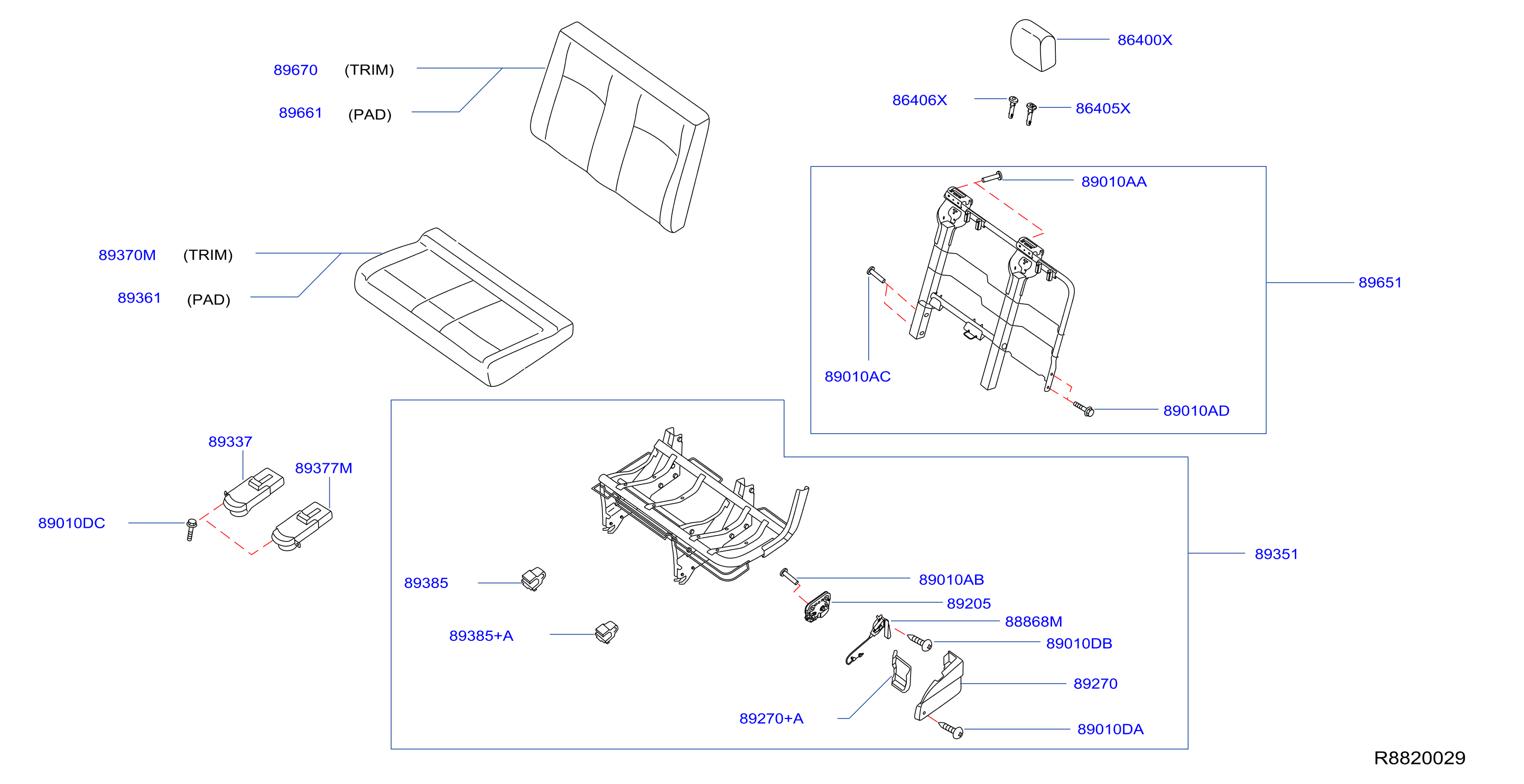 Diagram 3RD SEAT for your 2018 Nissan NV (High Roof / Standard Roof)   
