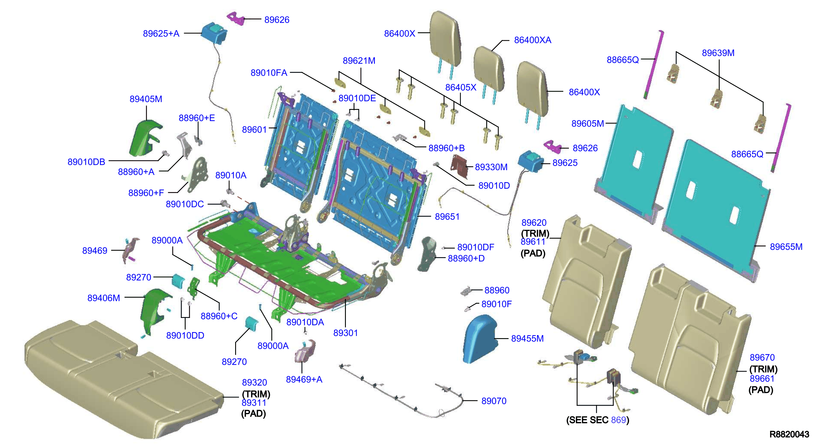 Diagram 3RD SEAT for your 2017 Nissan NV3500   