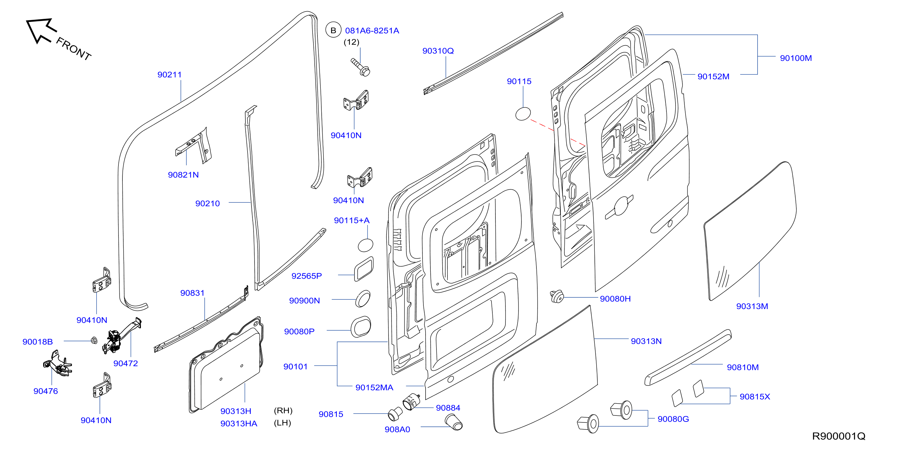 Diagram BACK DOOR PANEL & FITTING for your Nissan NV3500  