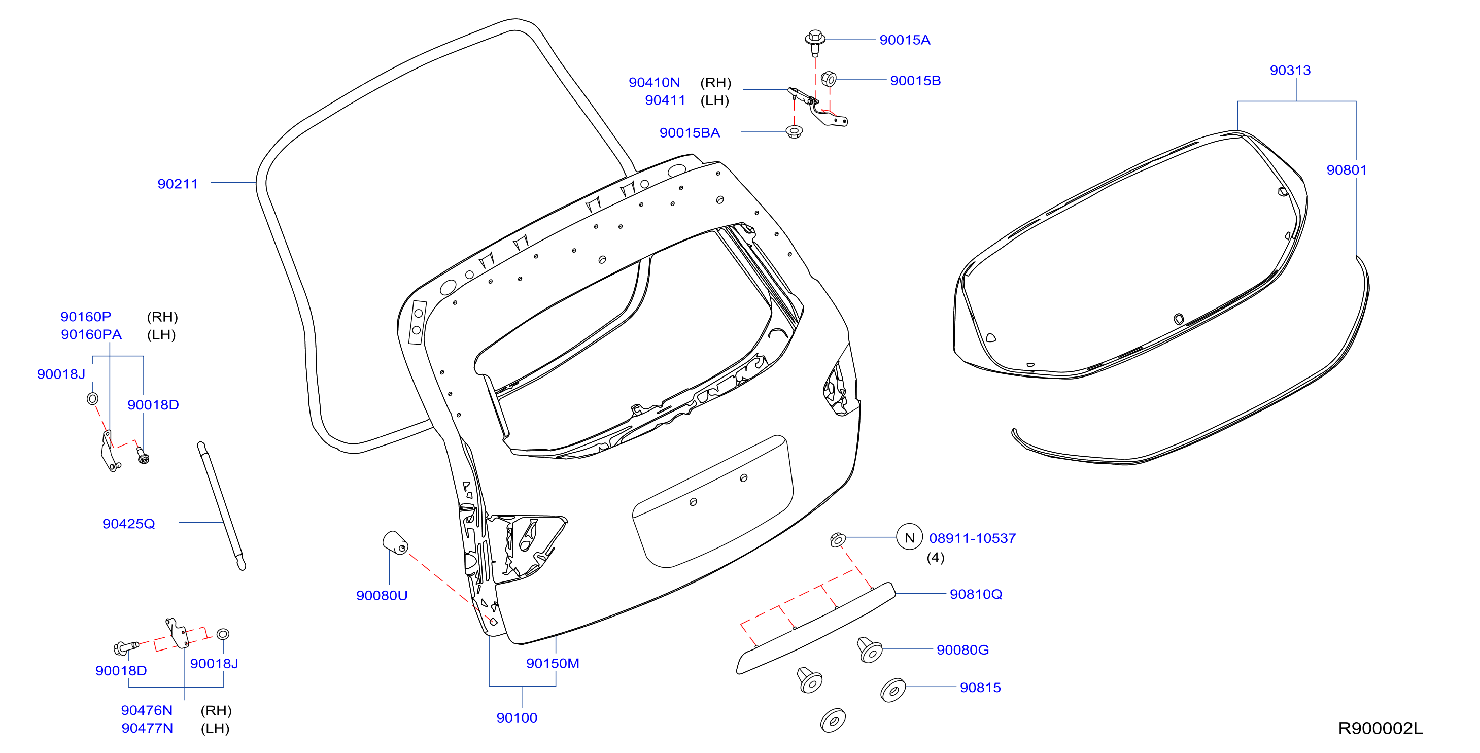 Diagram BACK DOOR PANEL & FITTING for your Nissan