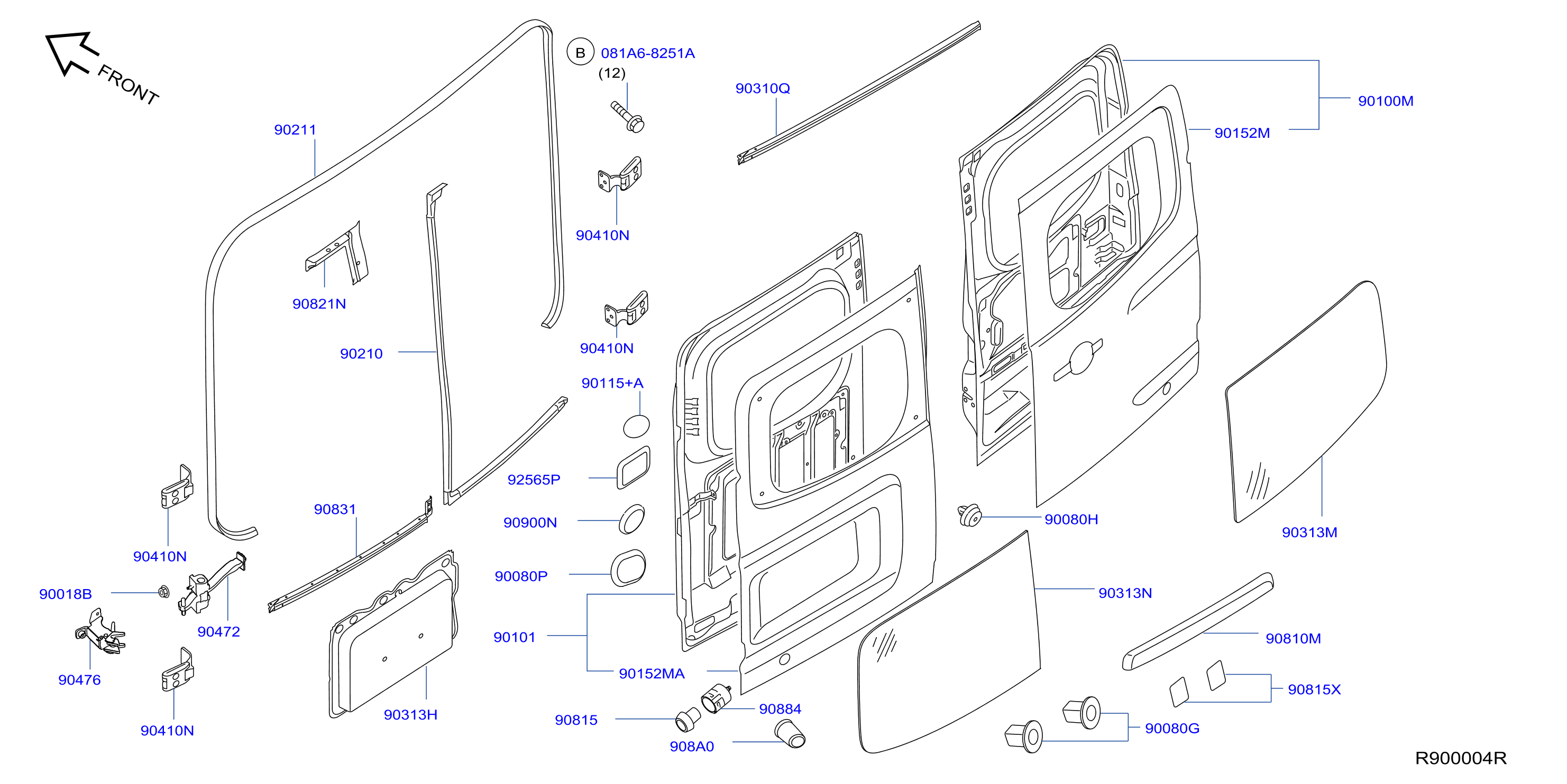 Diagram BACK DOOR PANEL & FITTING for your Nissan Sentra  