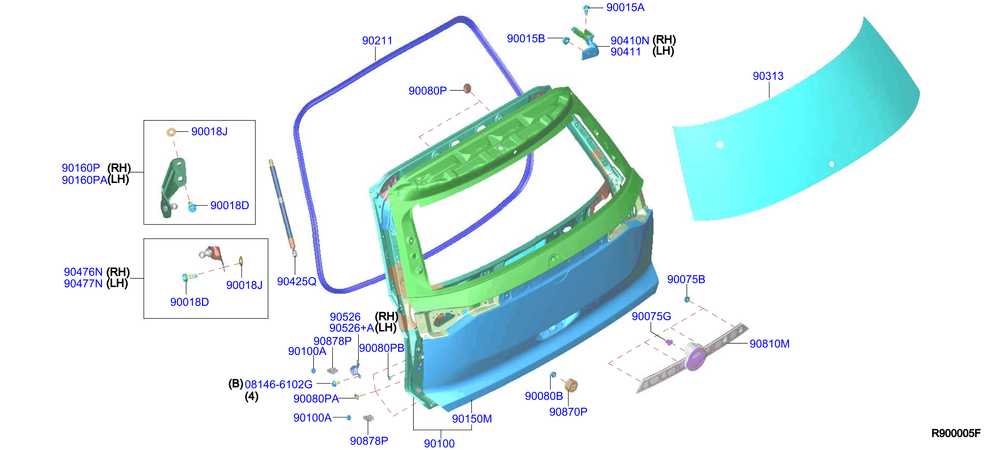 Diagram BACK DOOR PANEL & FITTING for your Nissan Murano  