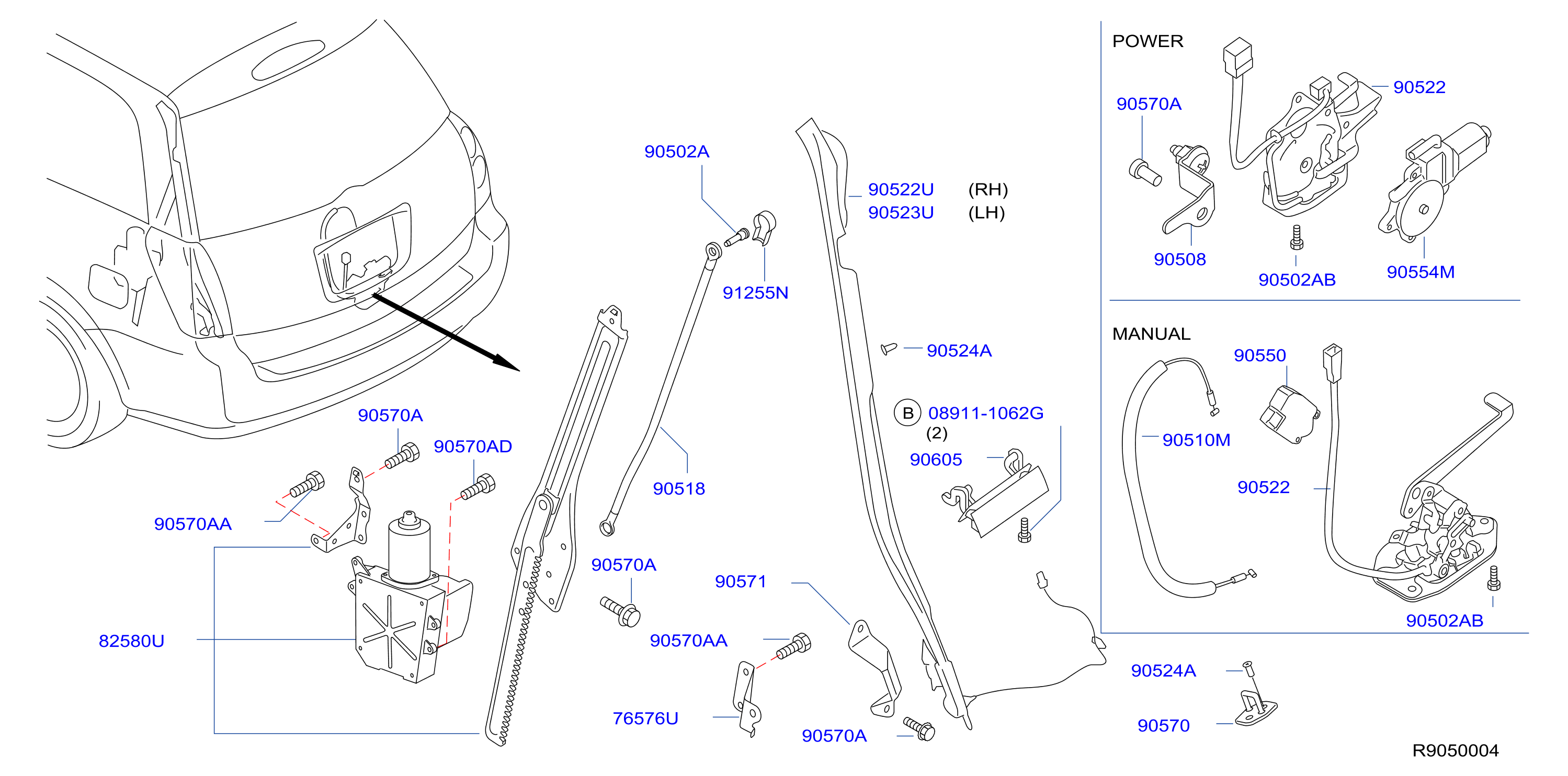 Diagram BACK DOOR LOCK & HANDLE for your 2014 Nissan Titan   