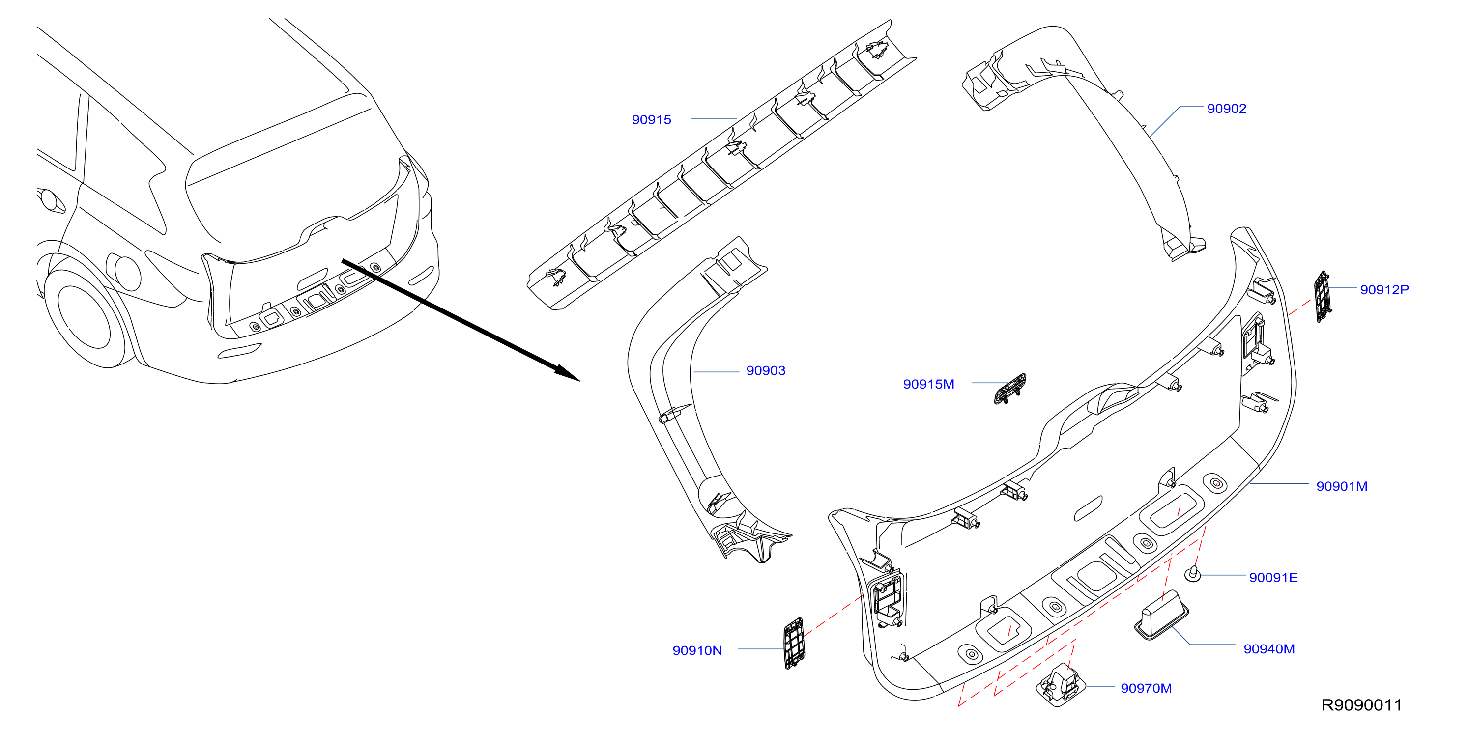 Diagram BACK DOOR TRIMMING for your 2015 Nissan Pathfinder   