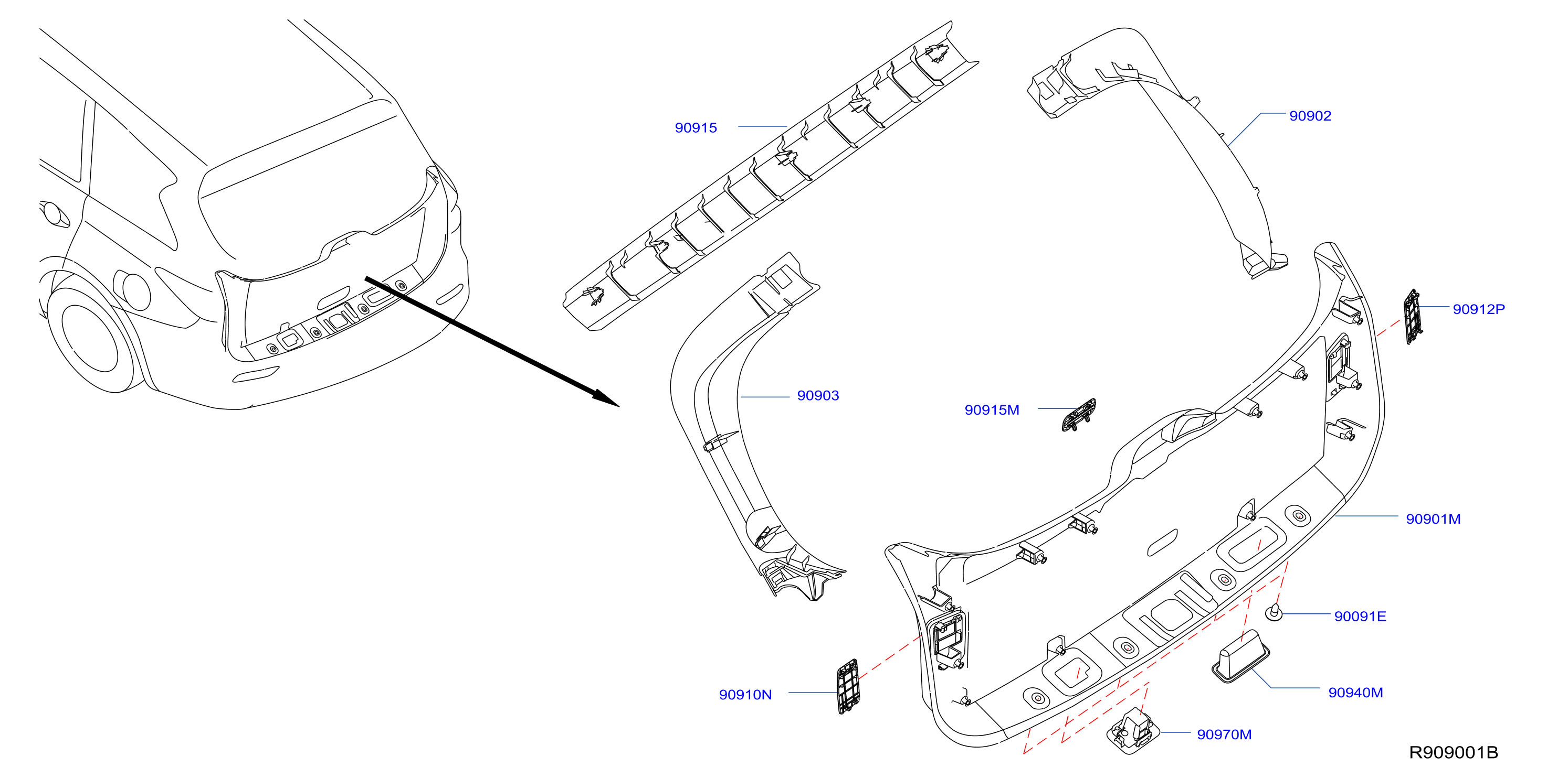 Diagram BACK DOOR TRIMMING for your 2015 Nissan Pathfinder   