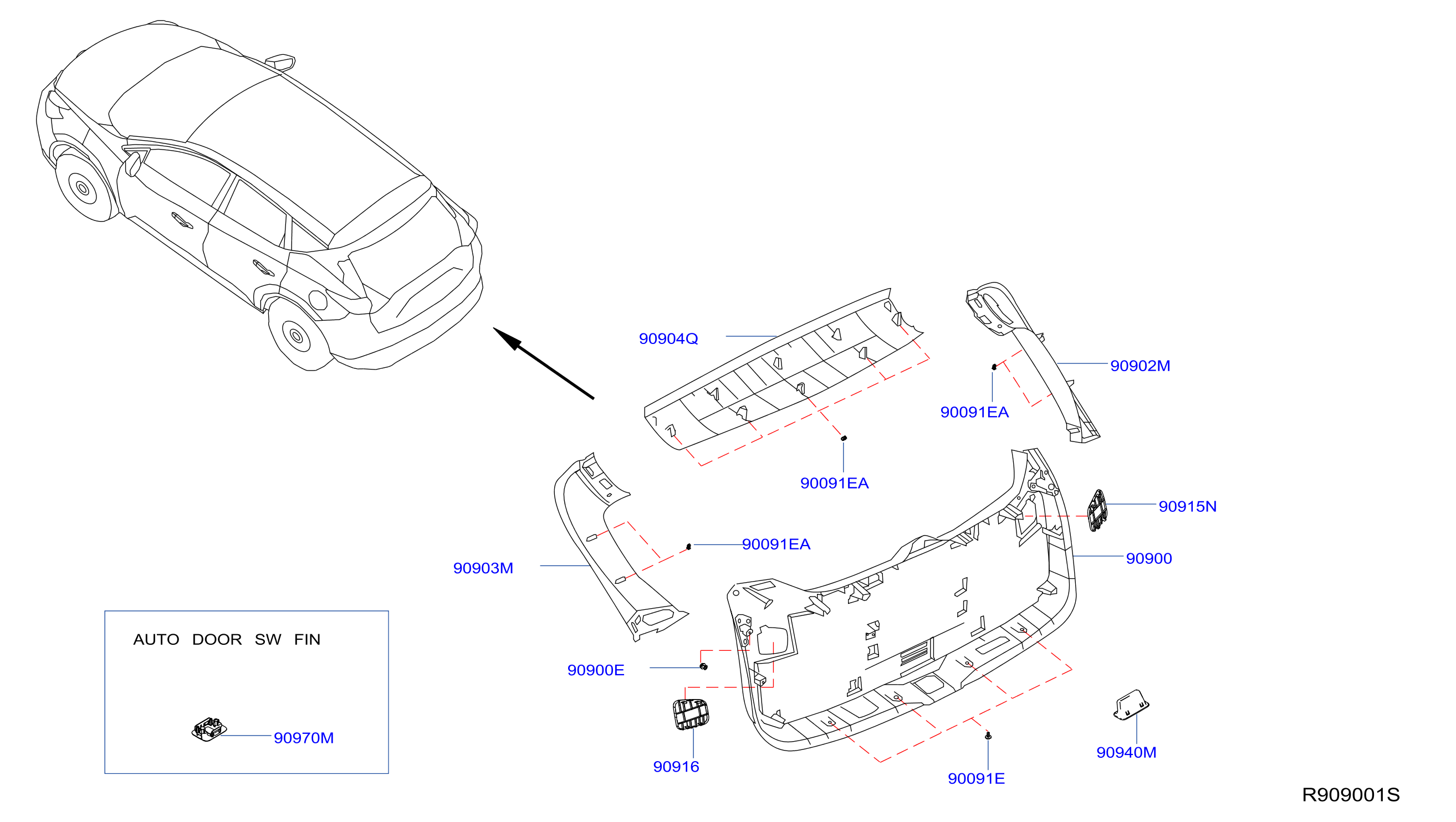 Diagram BACK DOOR TRIMMING for your Nissan