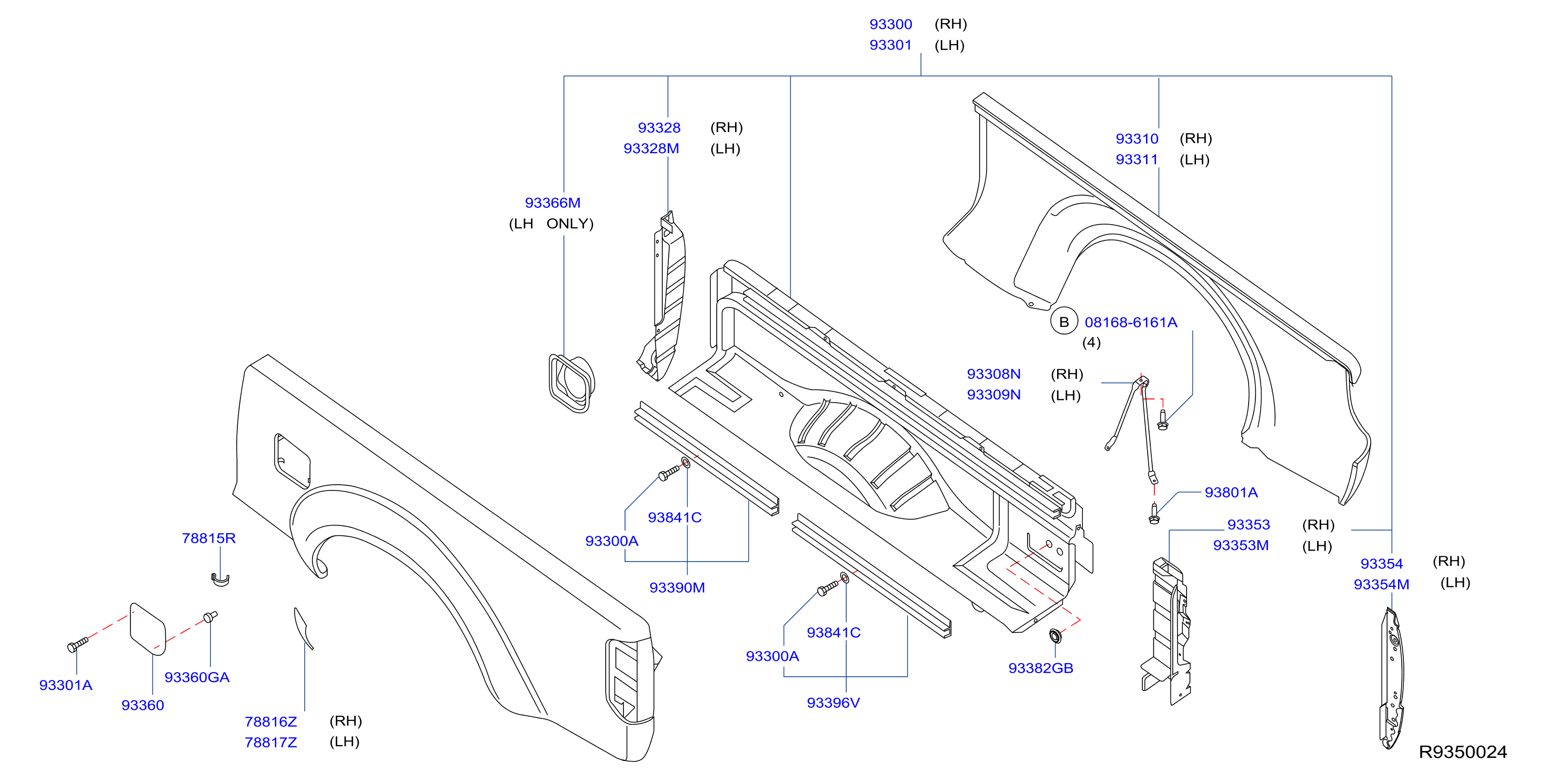 Diagram REAR BODY SIDE GATE & FITTING for your 2013 Nissan Altima   