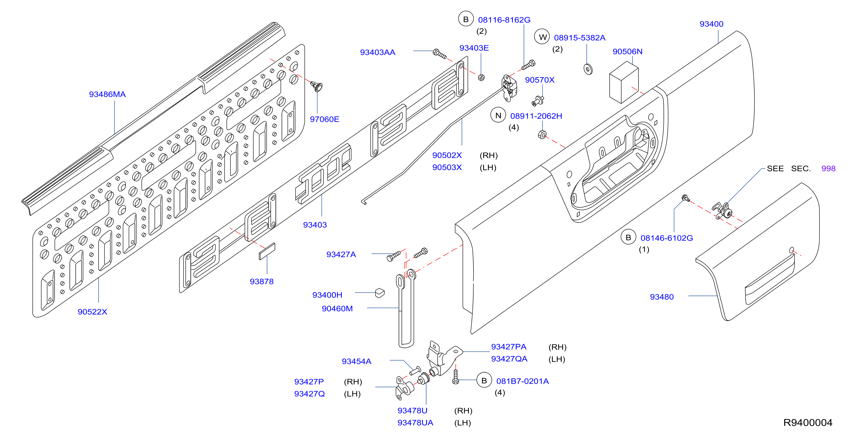 Diagram REAR BODY REAR GATE & FITTING for your Nissan Frontier  