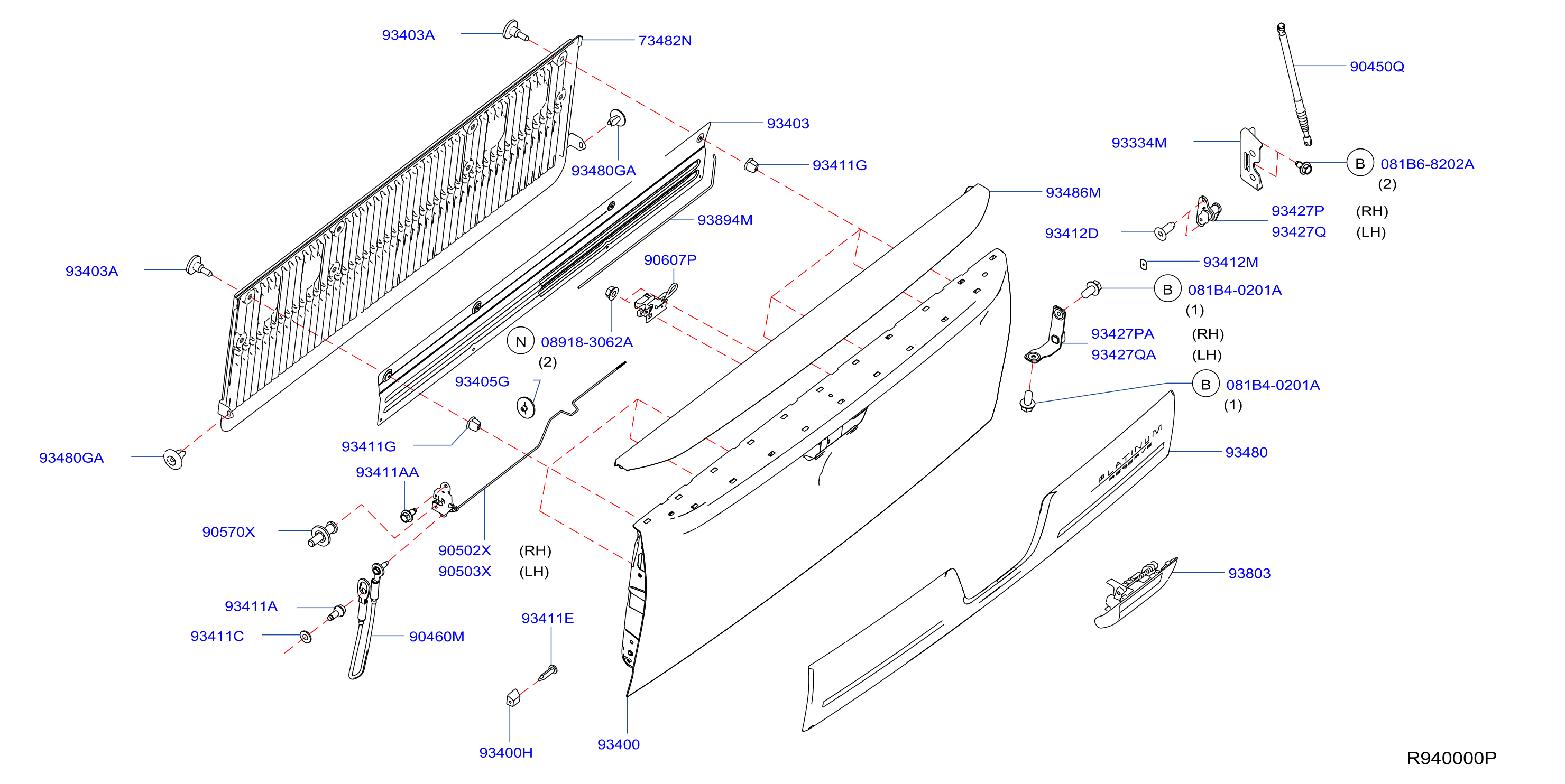 Diagram COMPUERTA TRA CARROCERÍA TRA & FIJACIÓN for your 2023 Nissan Titan Crew Cab PRO/4X  