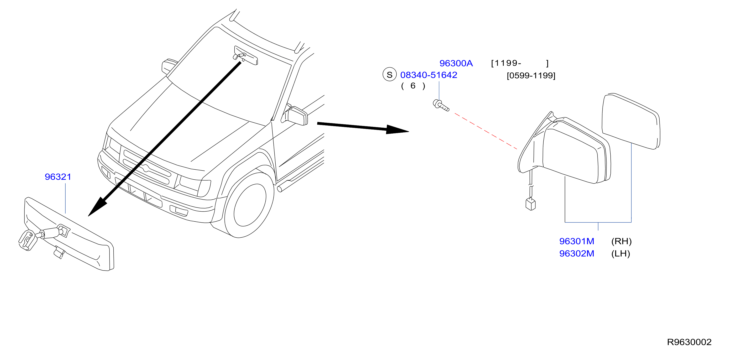 Diagram REAR VIEW MIRROR for your 2000 Nissan Xterra   