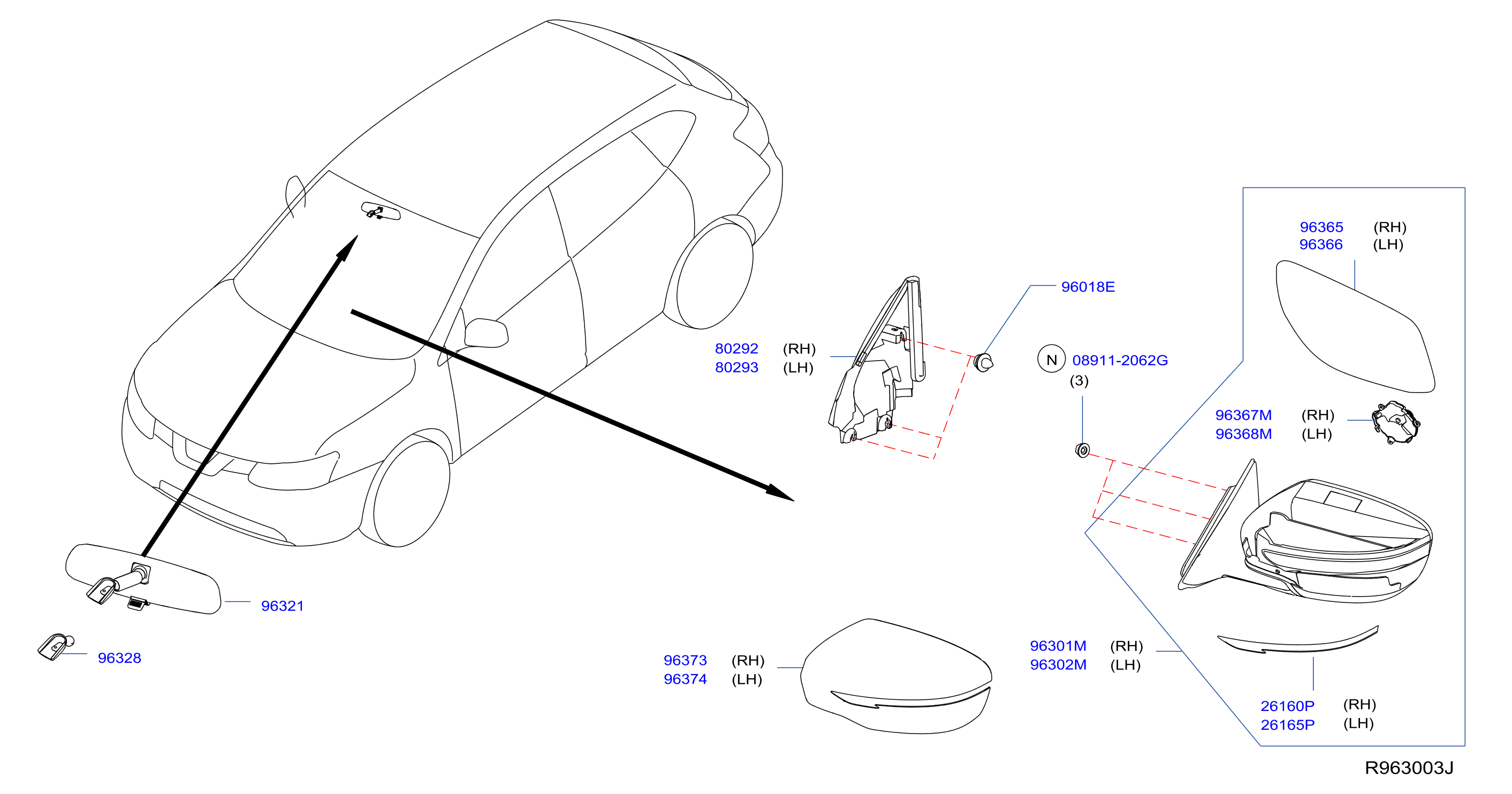 Diagram REAR VIEW MIRROR for your Nissan