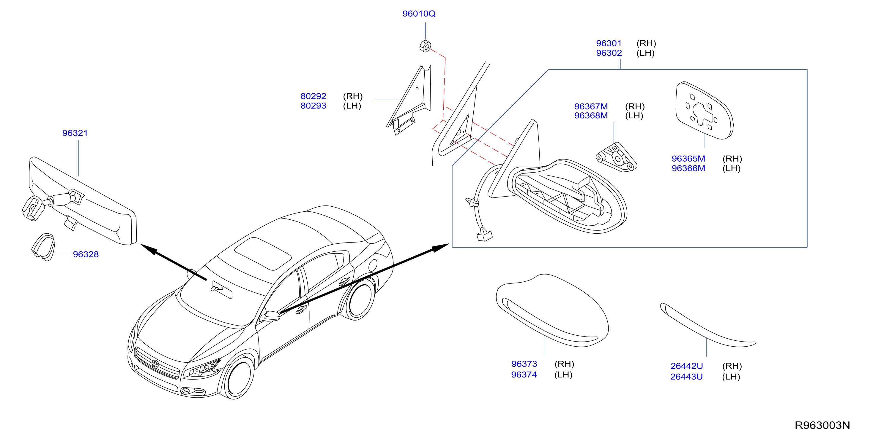 Diagram REAR VIEW MIRROR for your Nissan