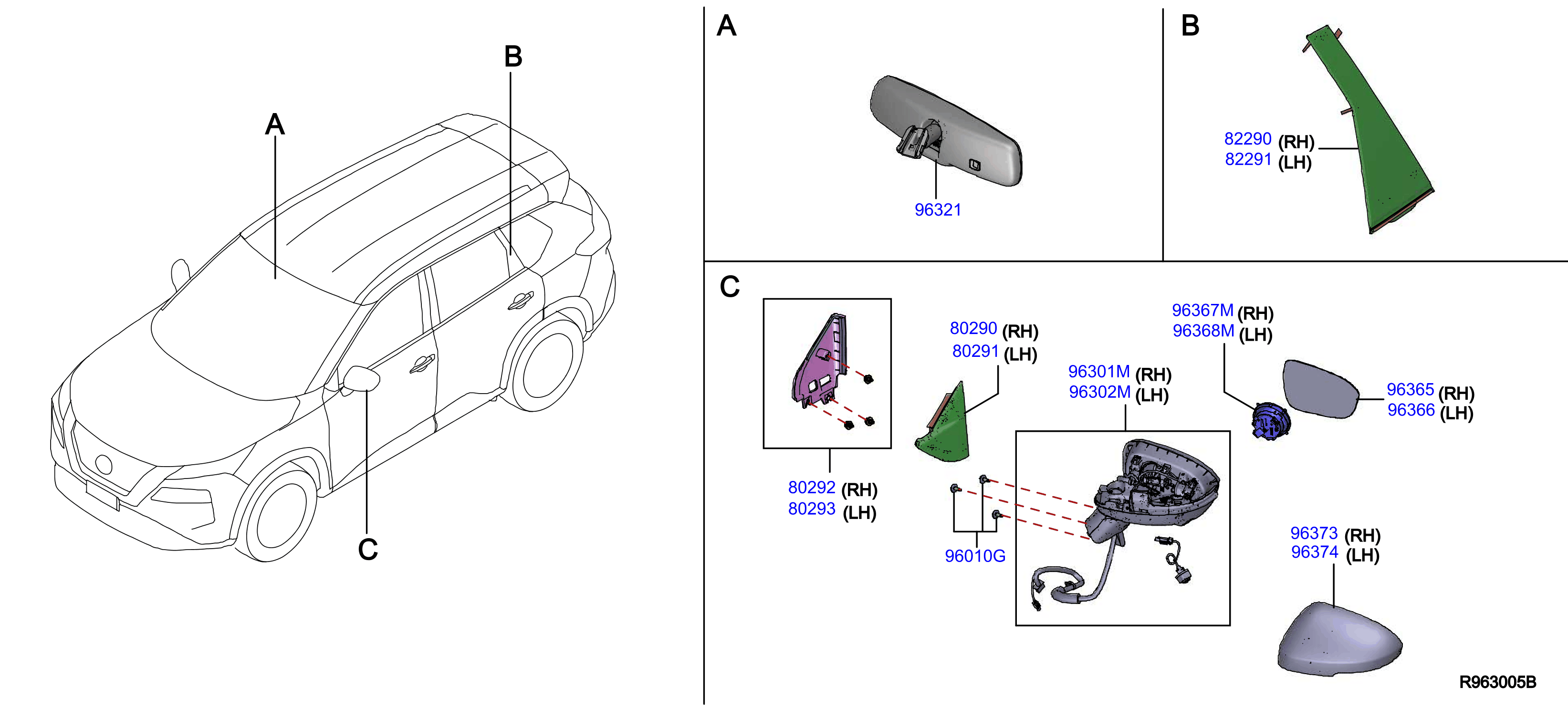 Diagram REAR VIEW MIRROR for your Nissan Rogue  