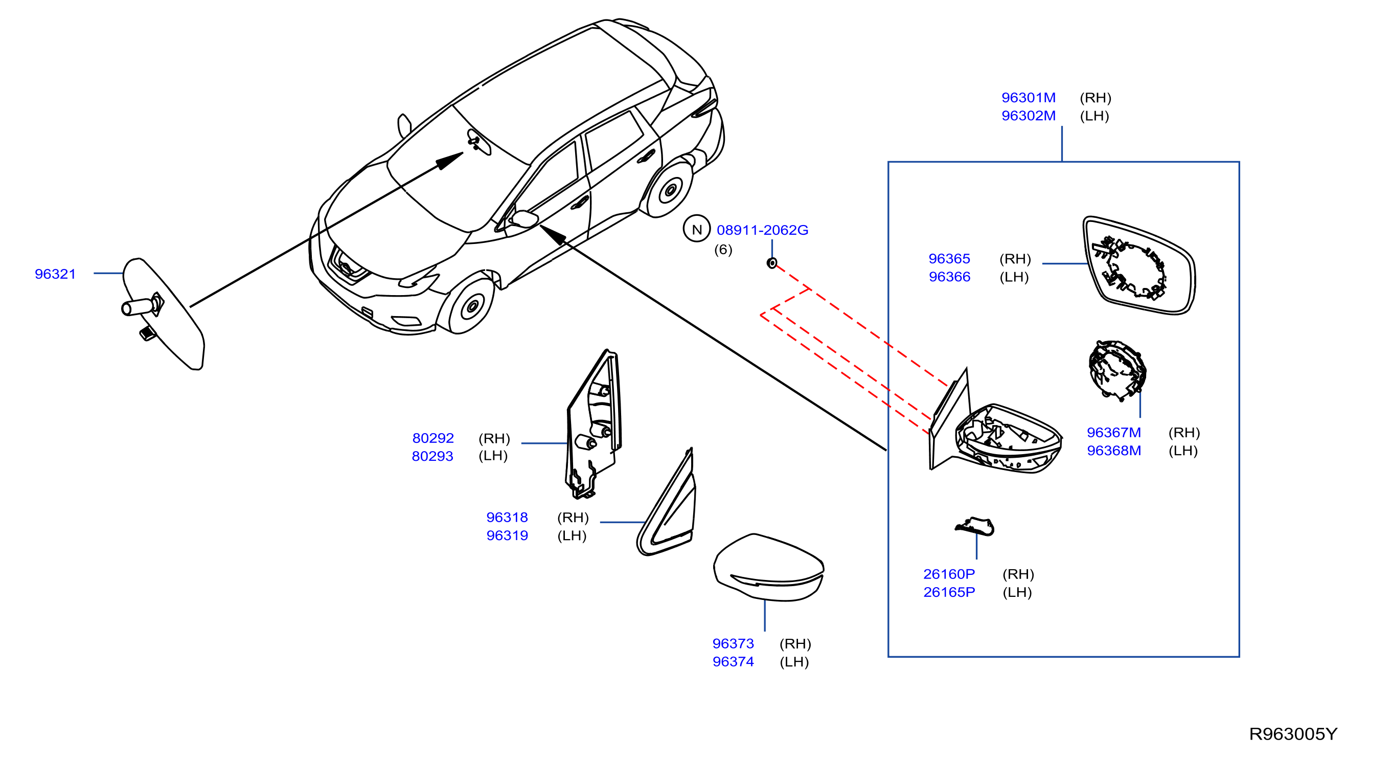 Diagram REAR VIEW MIRROR for your Nissan Murano  