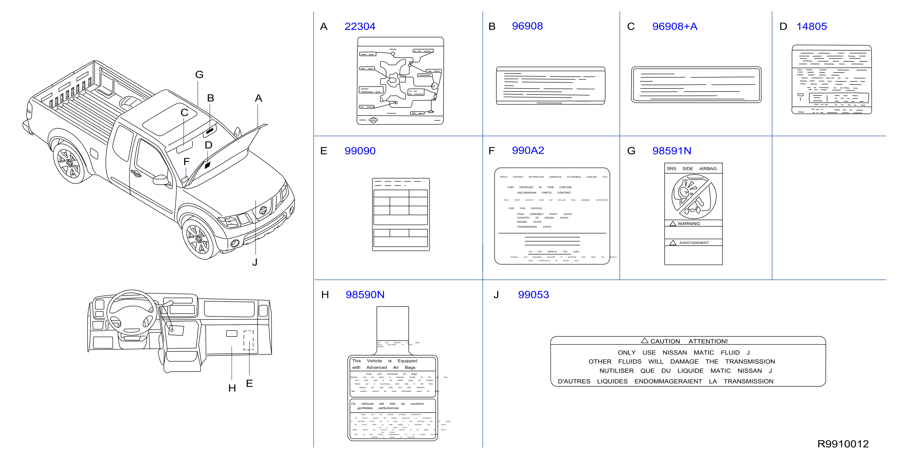 Diagram CAUTION PLATE & LABEL for your Nissan Frontier  