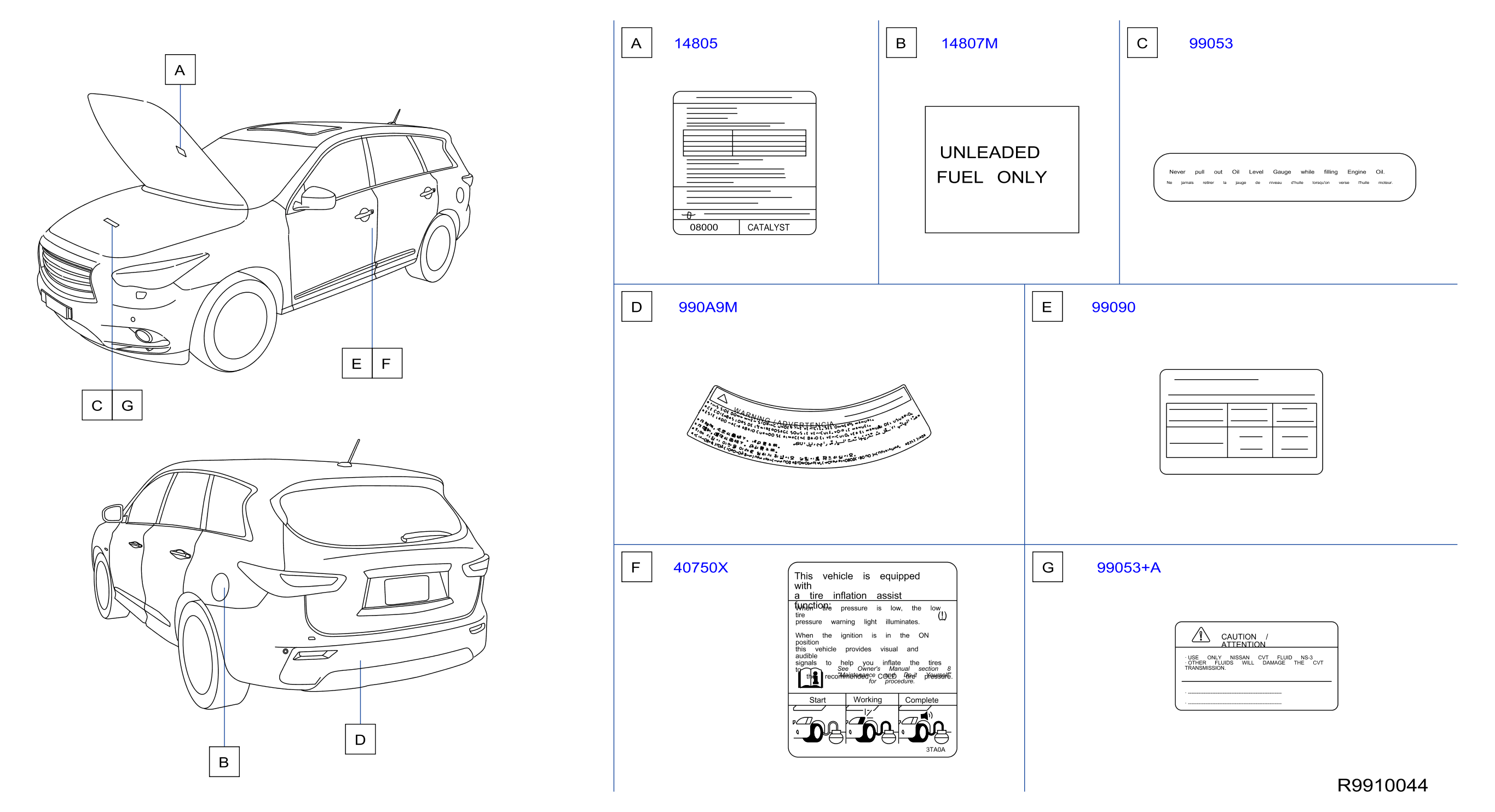 Diagram CAUTION PLATE & LABEL for your 2015 INFINITI QX50   