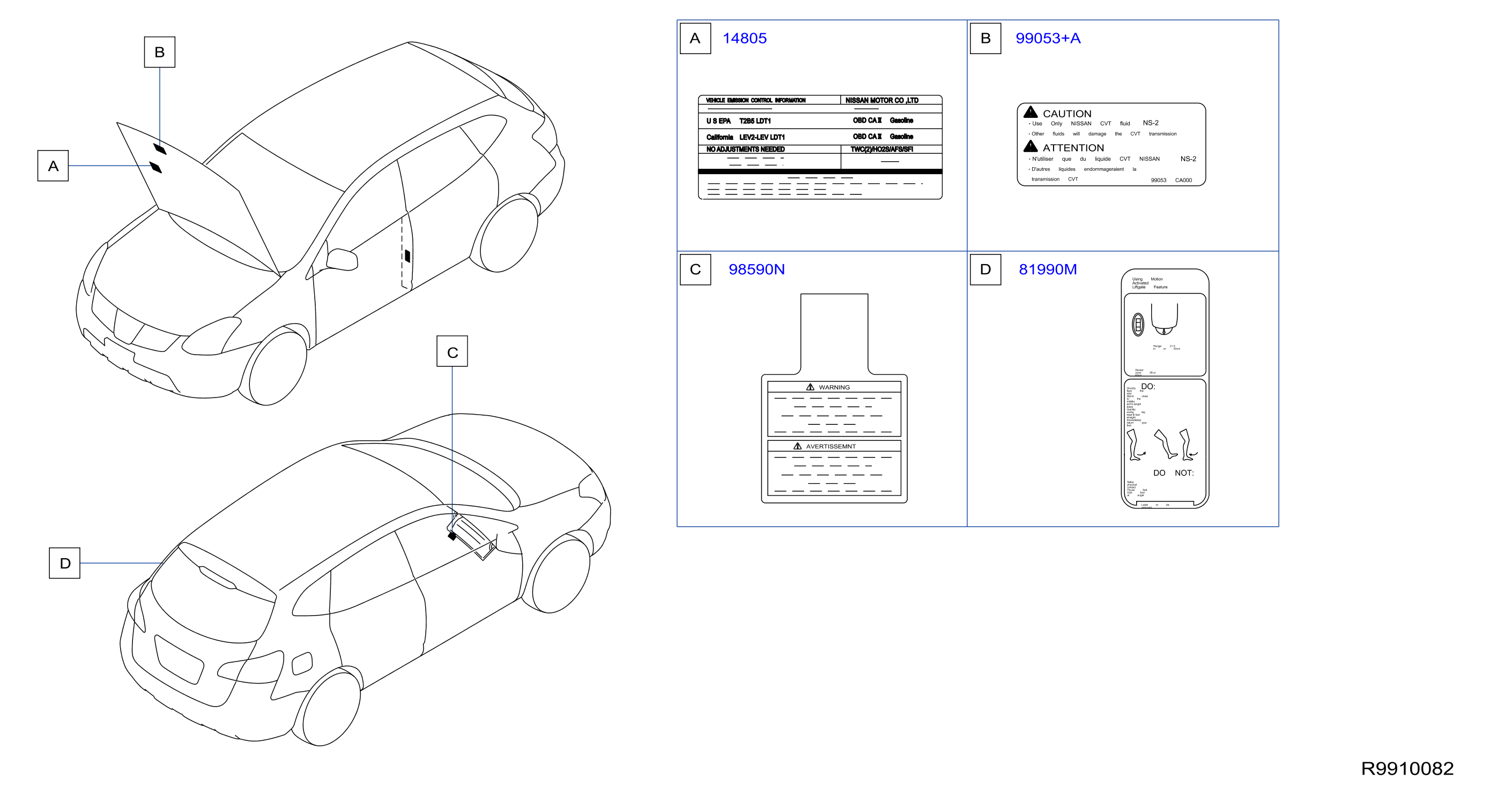 Diagram CAUTION PLATE & LABEL for your Nissan Rogue  