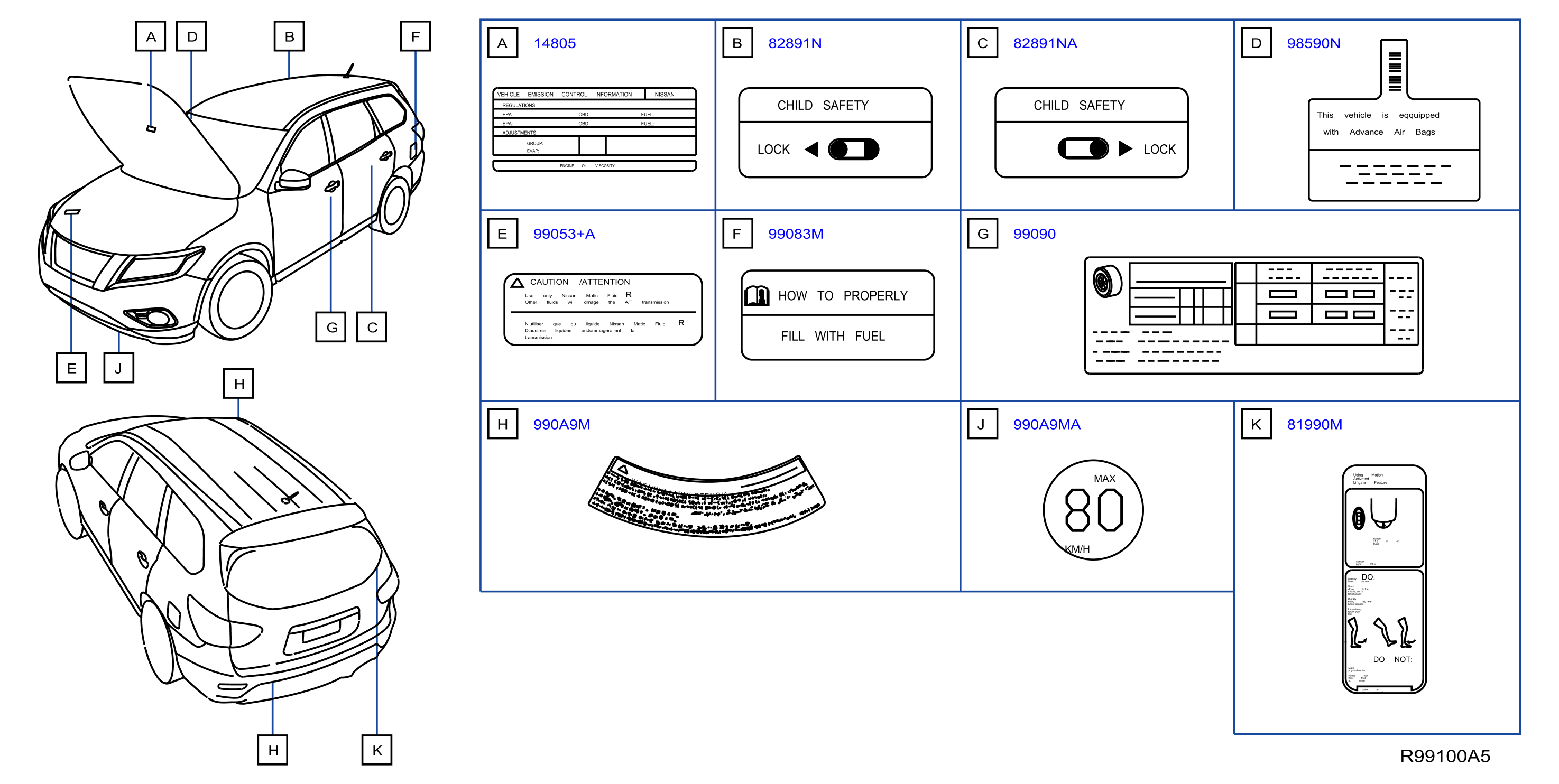 Diagram CAUTION PLATE & LABEL for your Nissan Pathfinder  