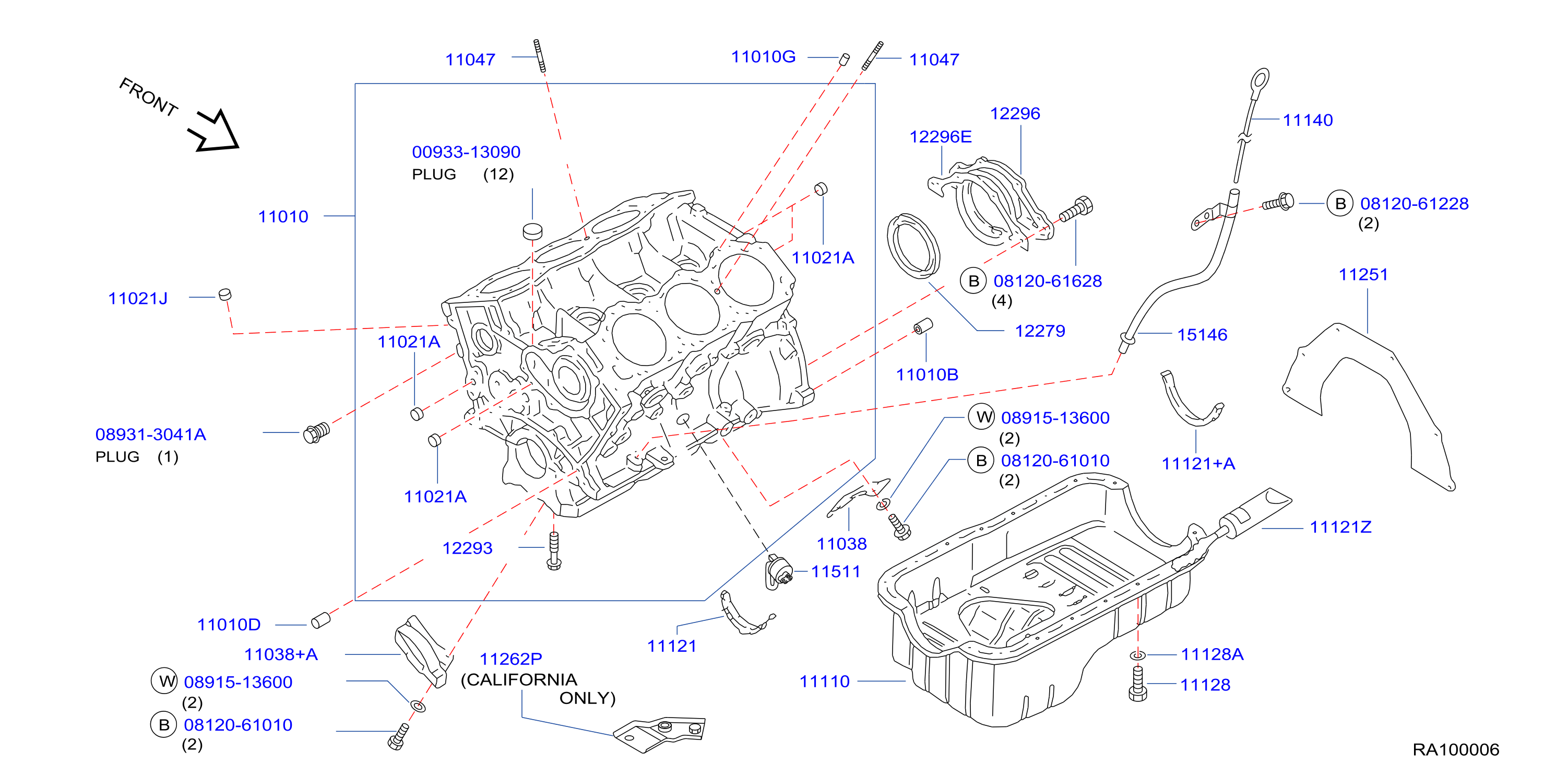 Diagram CYLINDER BLOCK & OIL PAN for your Nissan