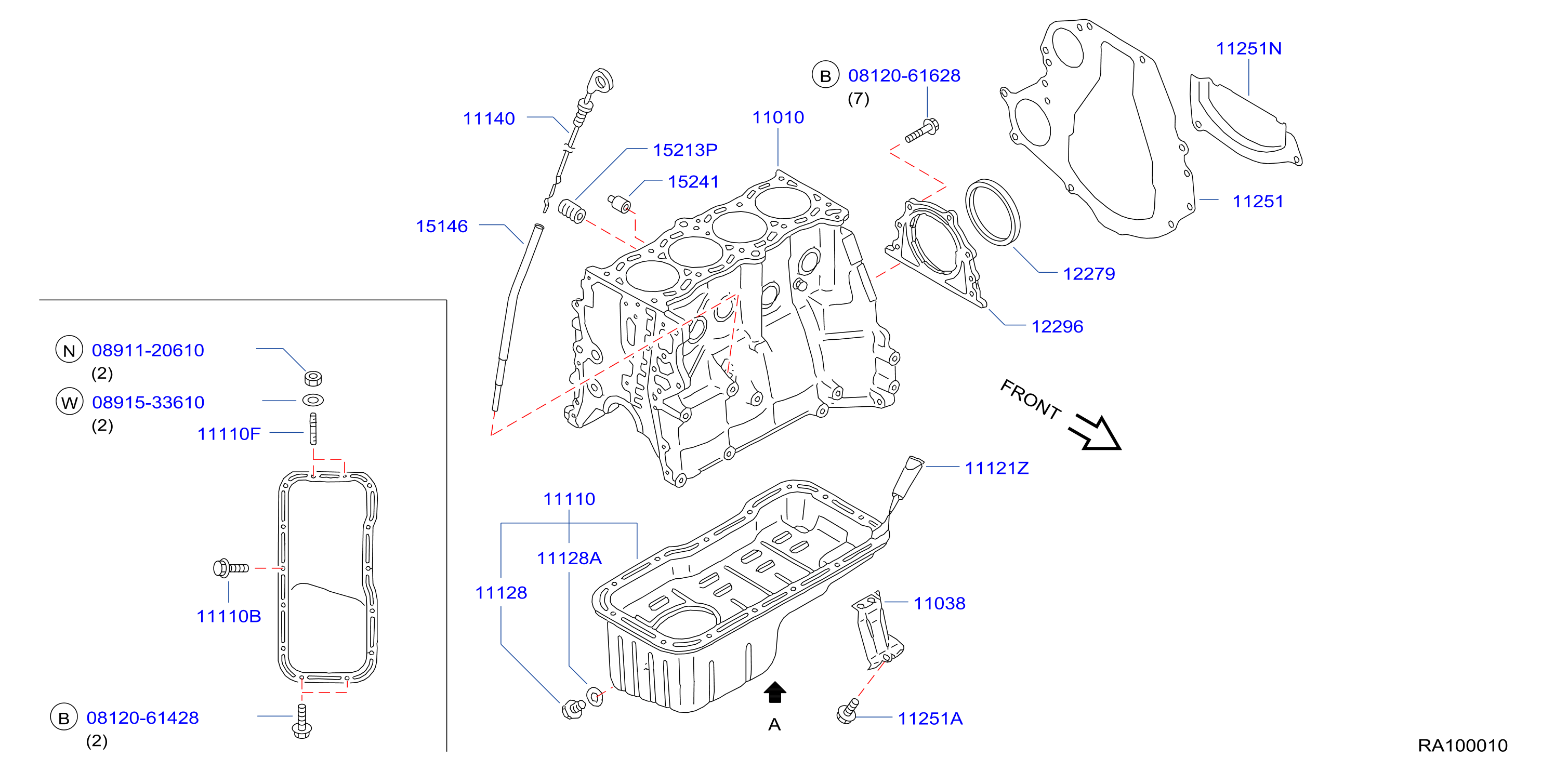 Diagram BLOQUE DE CILINDROS Y COLECTOR DE ACEITE for your 2011 Nissan Rogue   