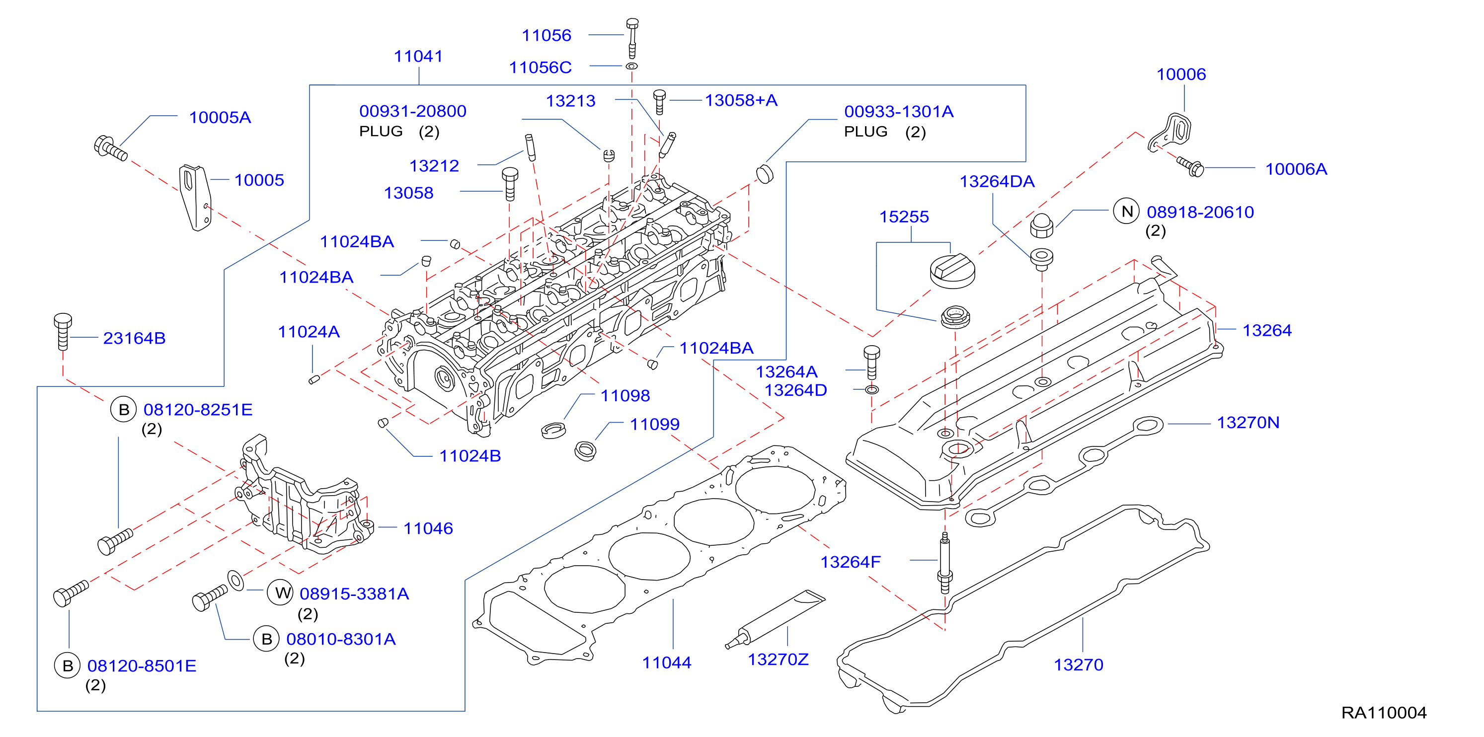 Diagram CYLINDER HEAD & ROCKER COVER for your Nissan Altima  