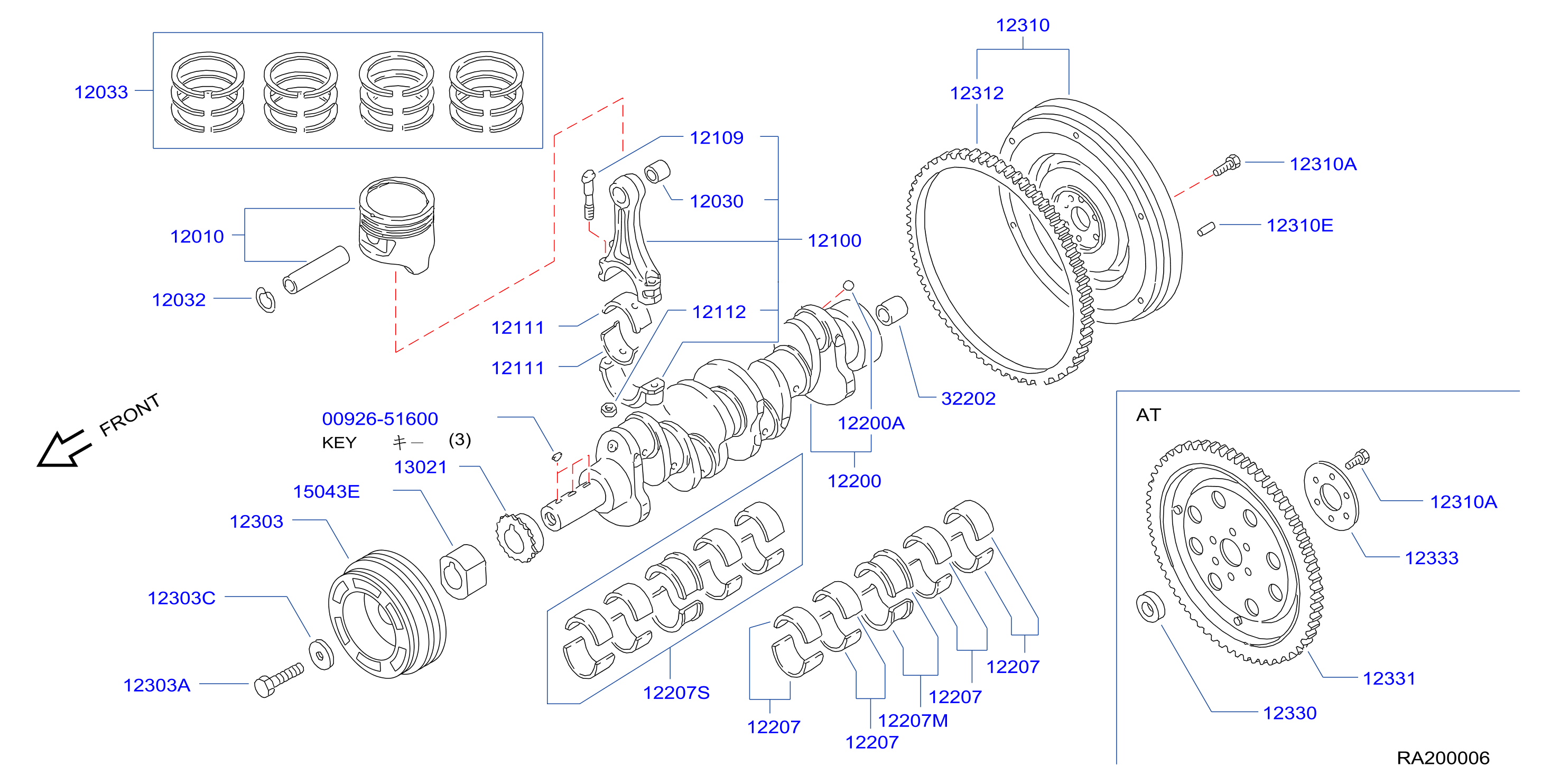 Diagram PISTON,CRANKSHAFT & FLYWHEEL for your Nissan